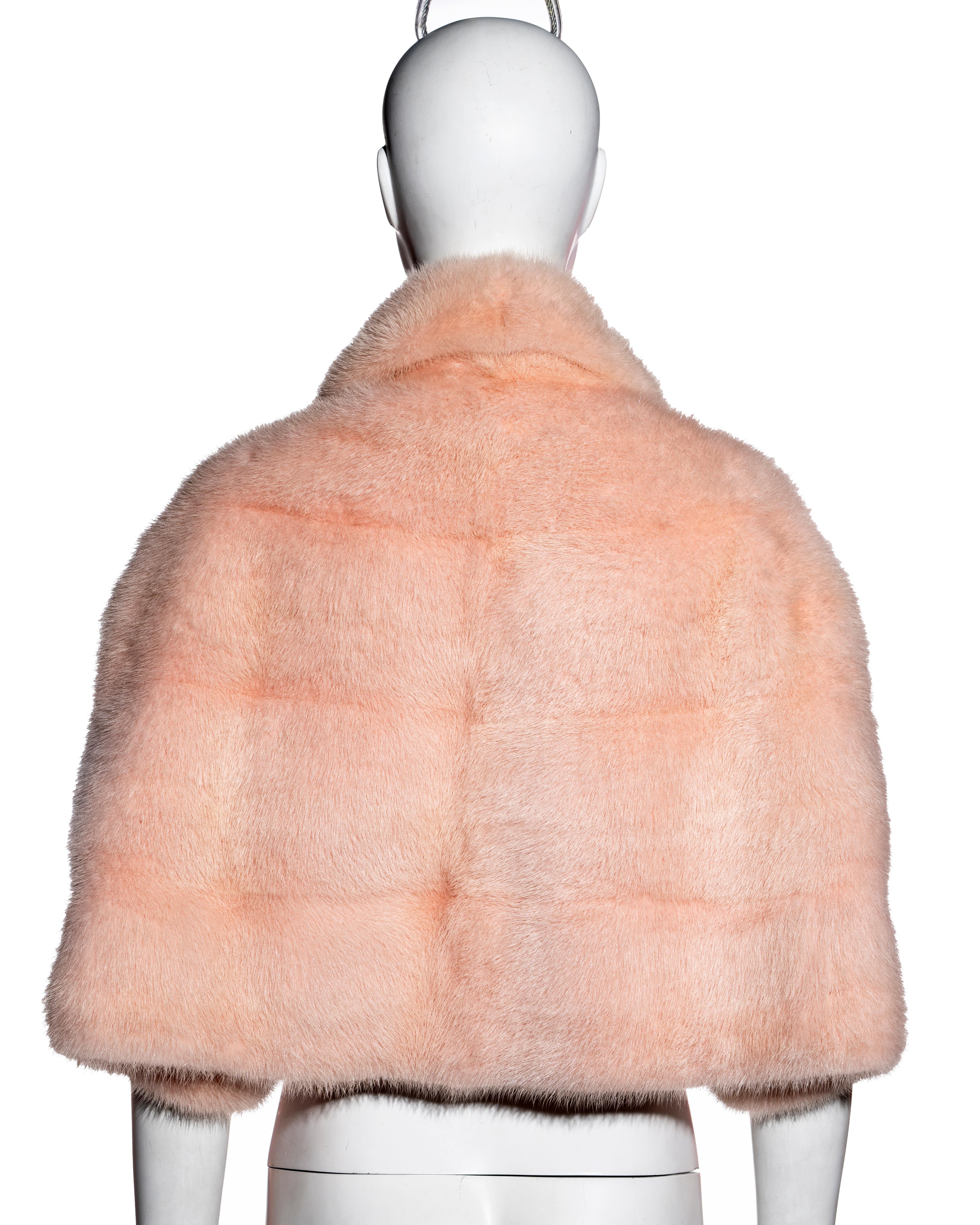 Women's Christian Dior by John Galliano pink mink fur cropped bolero jacket, fw 1997 For Sale