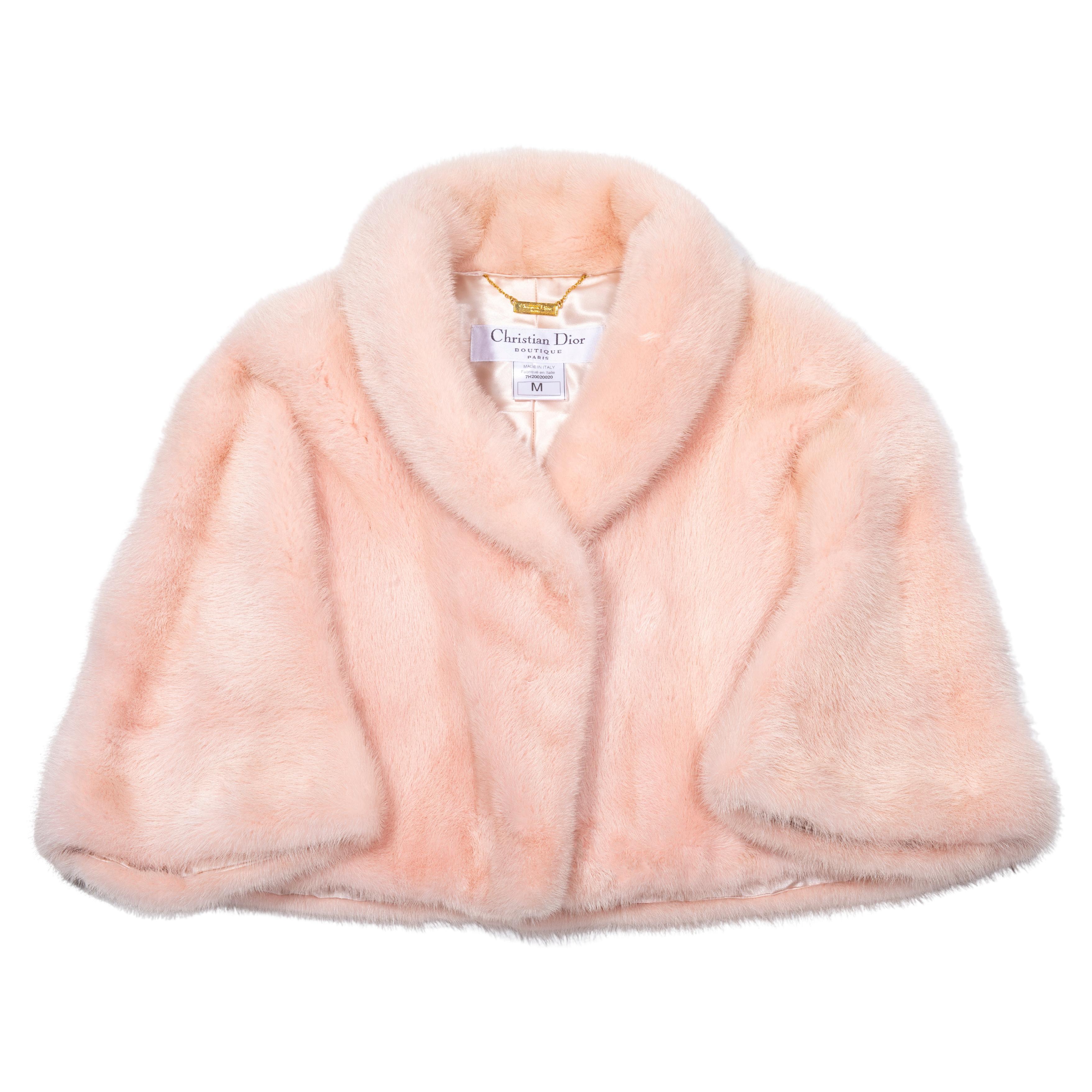 Christian Dior by John Galliano pink mink fur cropped bolero jacket, fw 1997 For Sale
