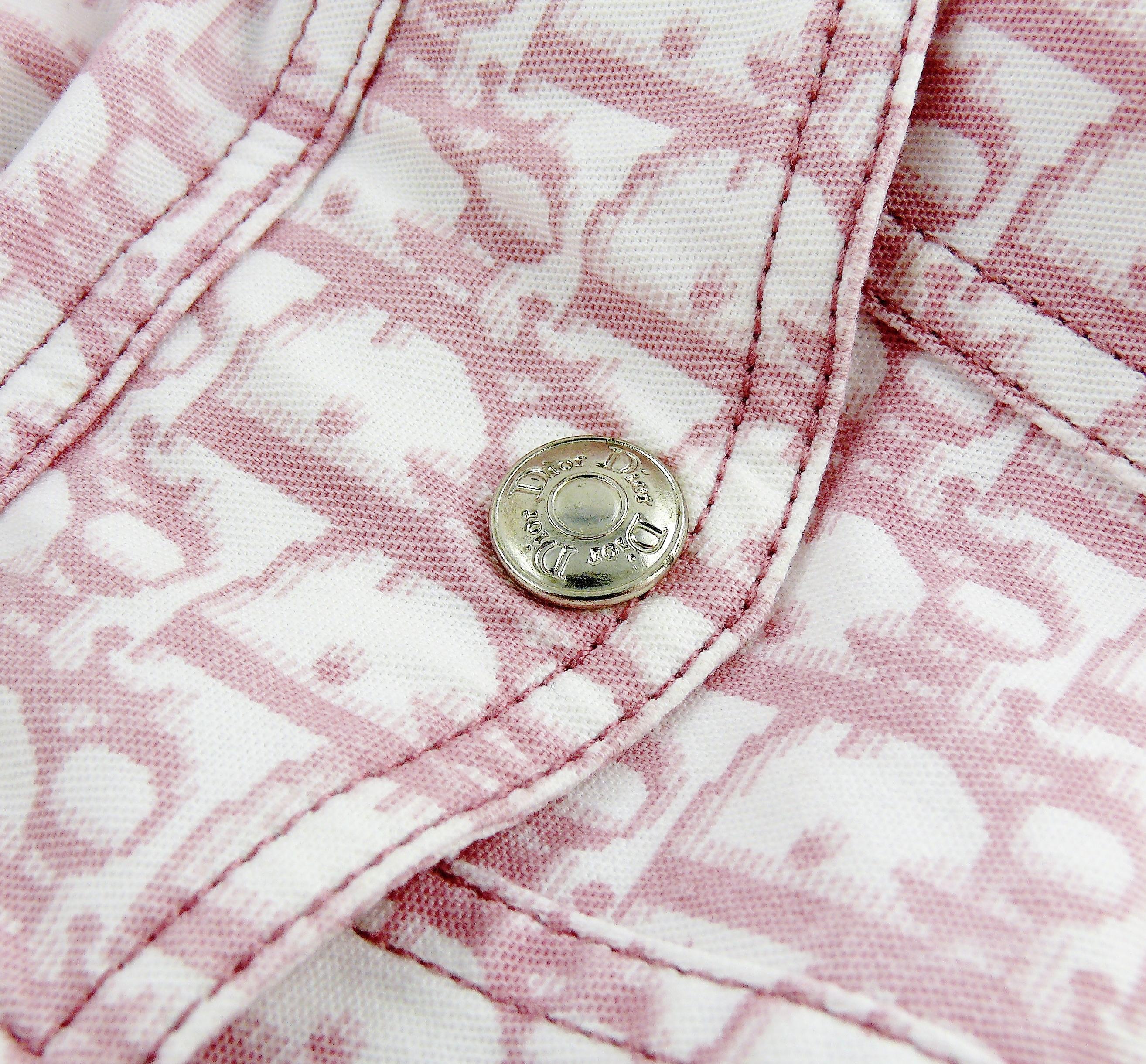 Christian Dior by John Galliano Pink Monogram Denim Jacket US Size 10 3