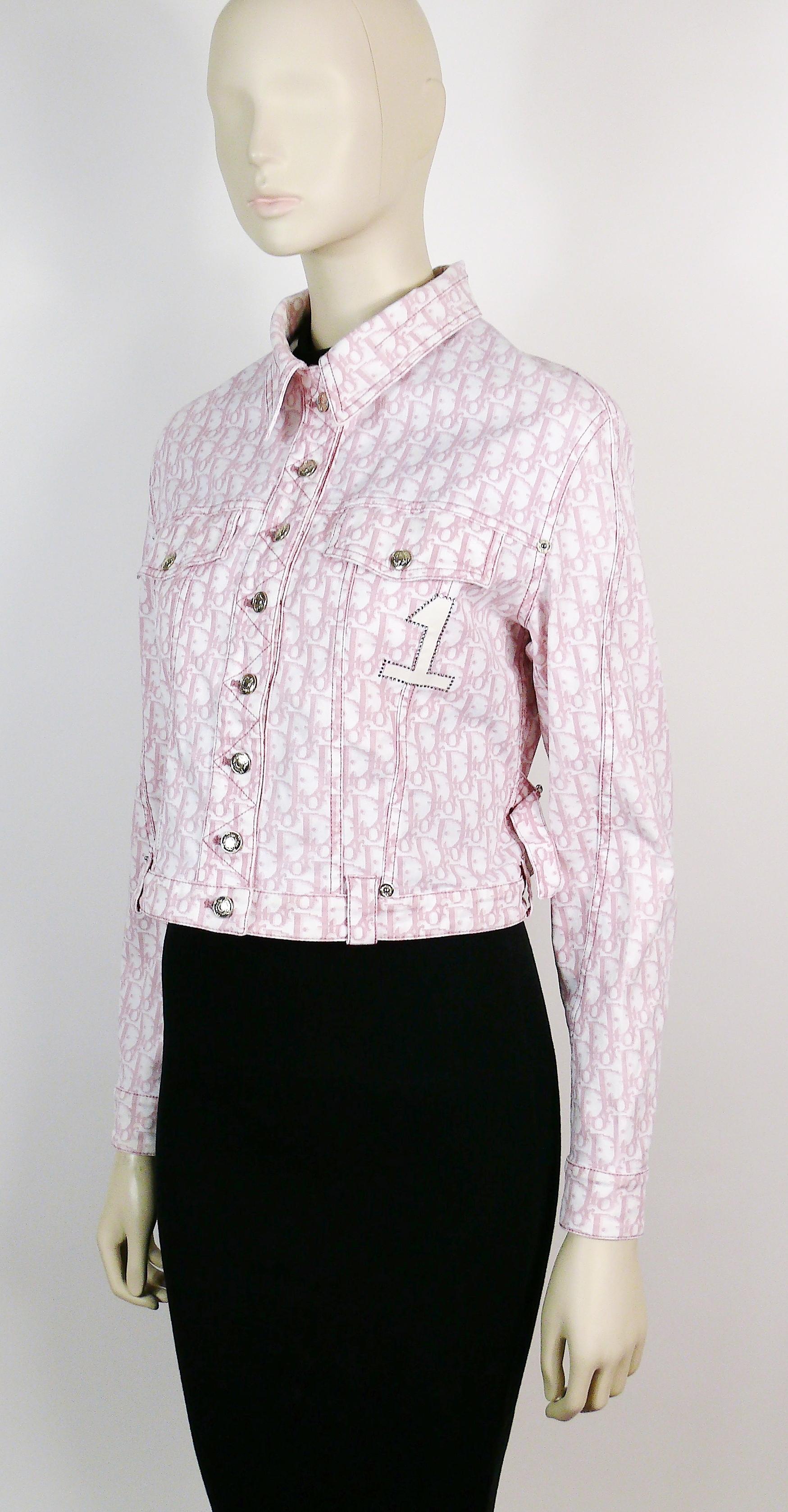 Christian Dior by John Galliano Pink Monogram Denim Jacket US Size 10 4
