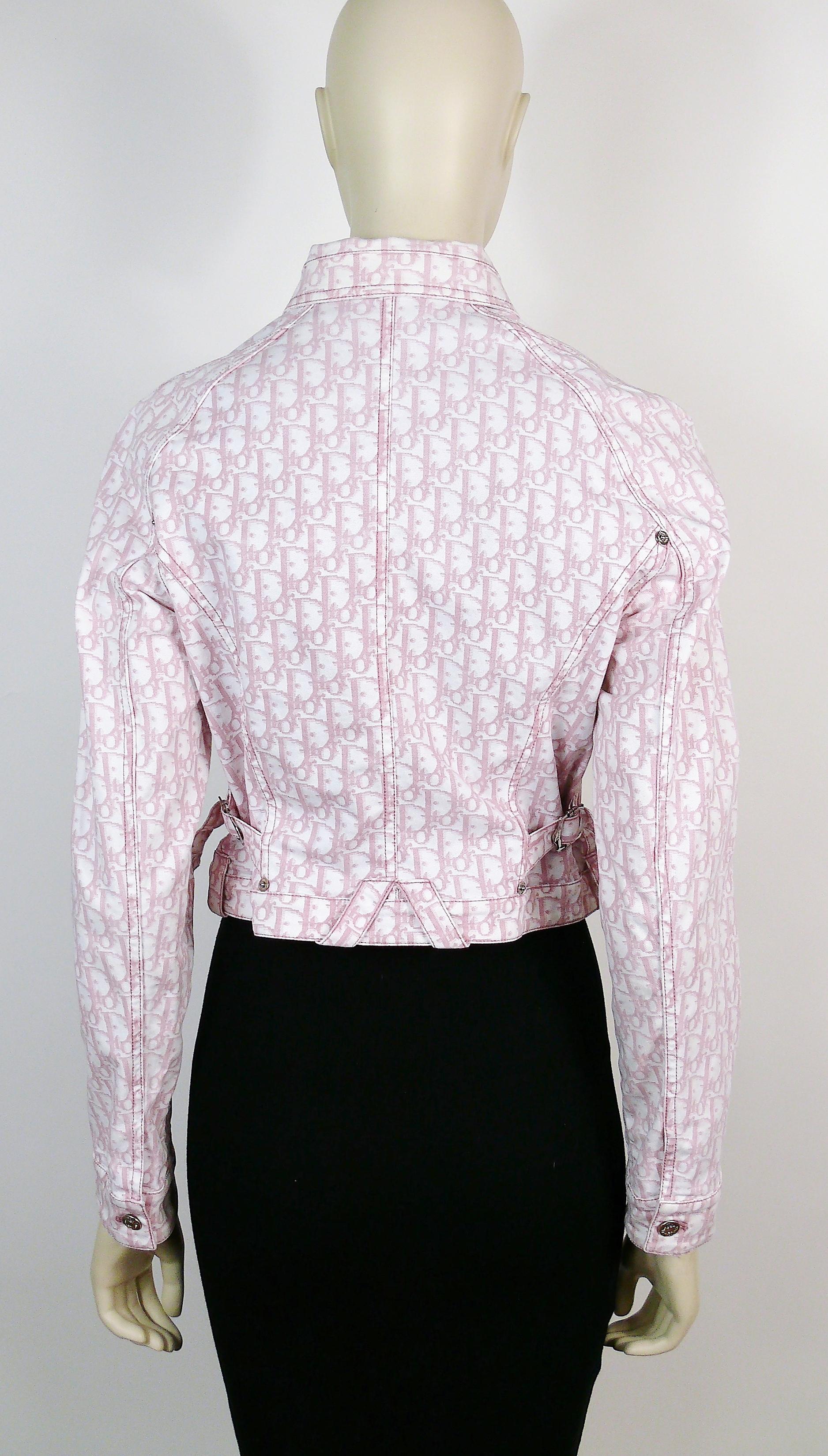 Christian Dior by John Galliano Pink Monogram Denim Jacket US Size 10 5
