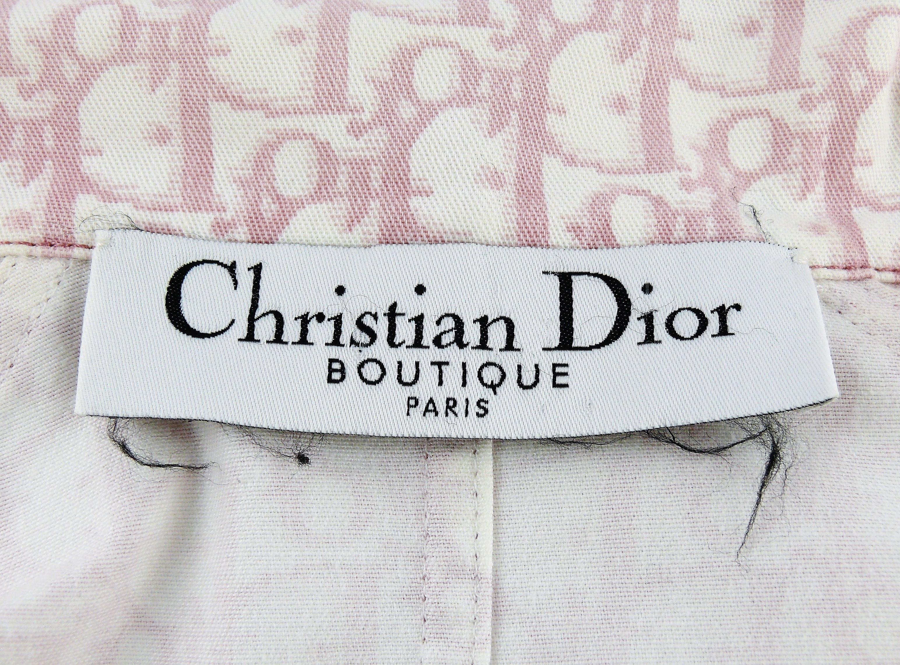 Christian Dior by John Galliano Pink Monogram Denim Jacket US Size 10 6