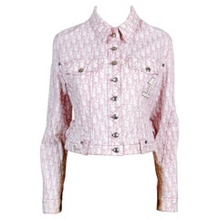 Christian Dior by John Galliano Pink Monogram Denim Jacket US Size 10