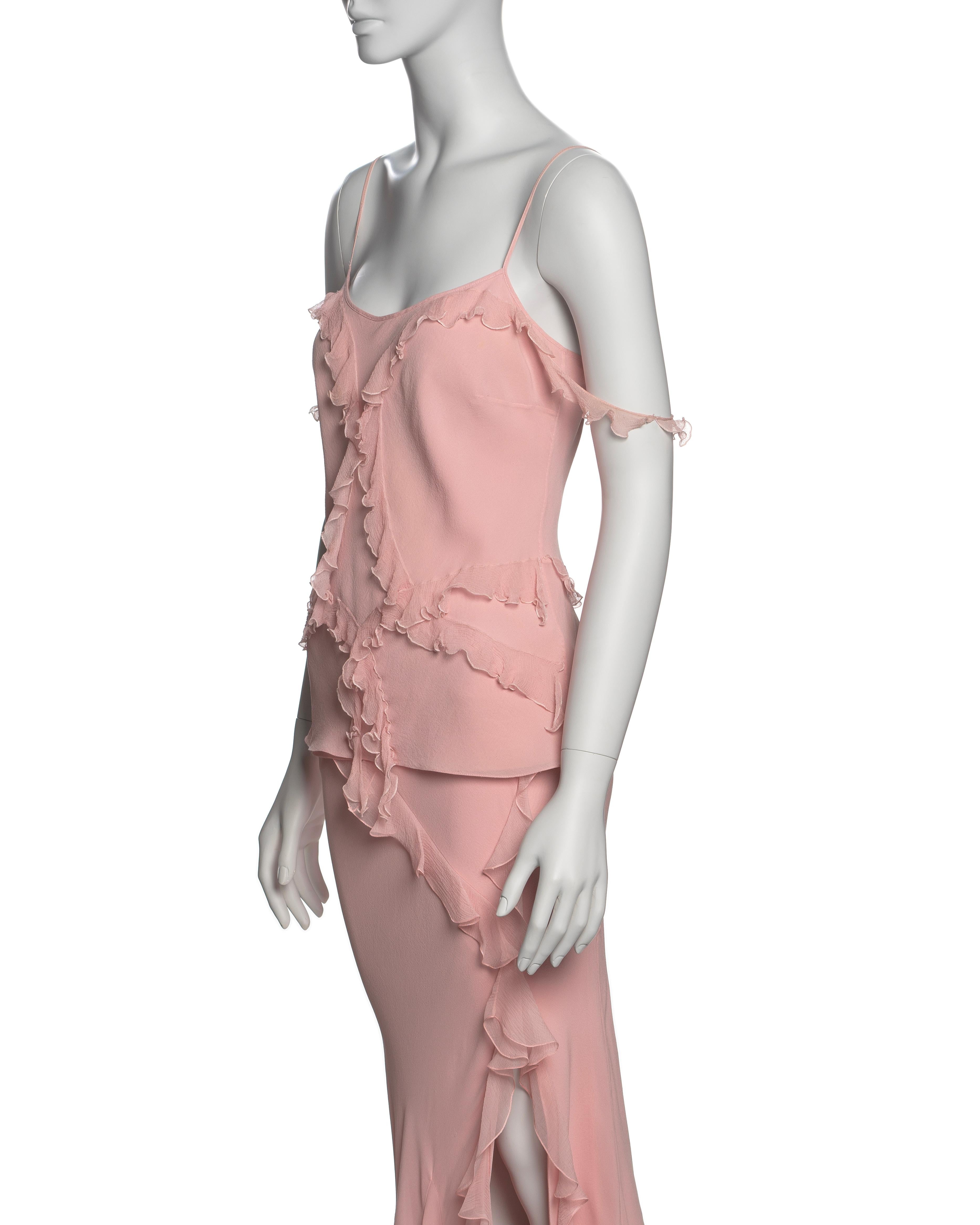 Christian Dior by John Galliano Pink Silk and Chiffon Top and Skirt Set, FW 2004 6