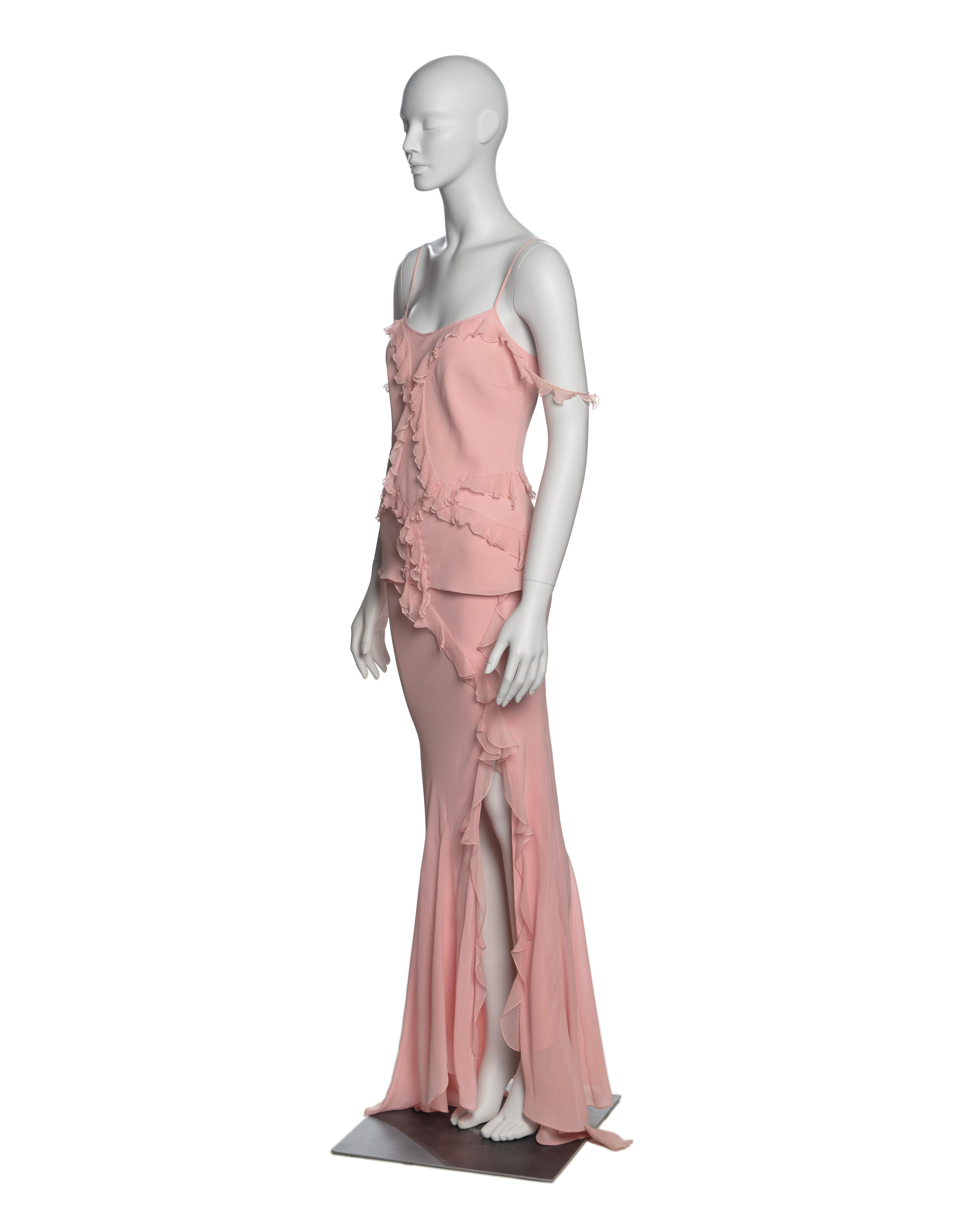 Christian Dior by John Galliano Pink Silk and Chiffon Top and Skirt Set, FW 2004 7