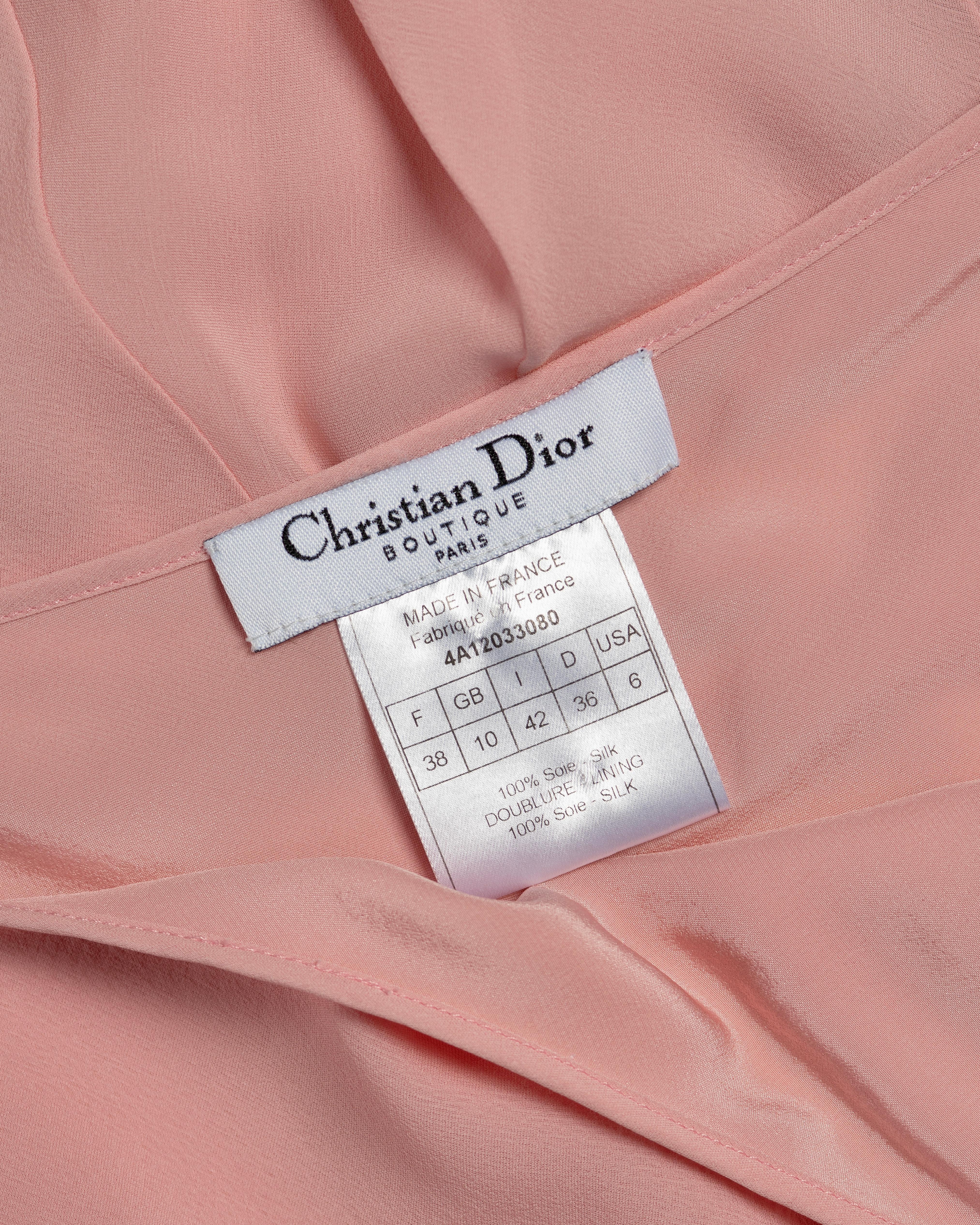 Christian Dior by John Galliano Pink Silk and Chiffon Top and Skirt Set, FW 2004 8