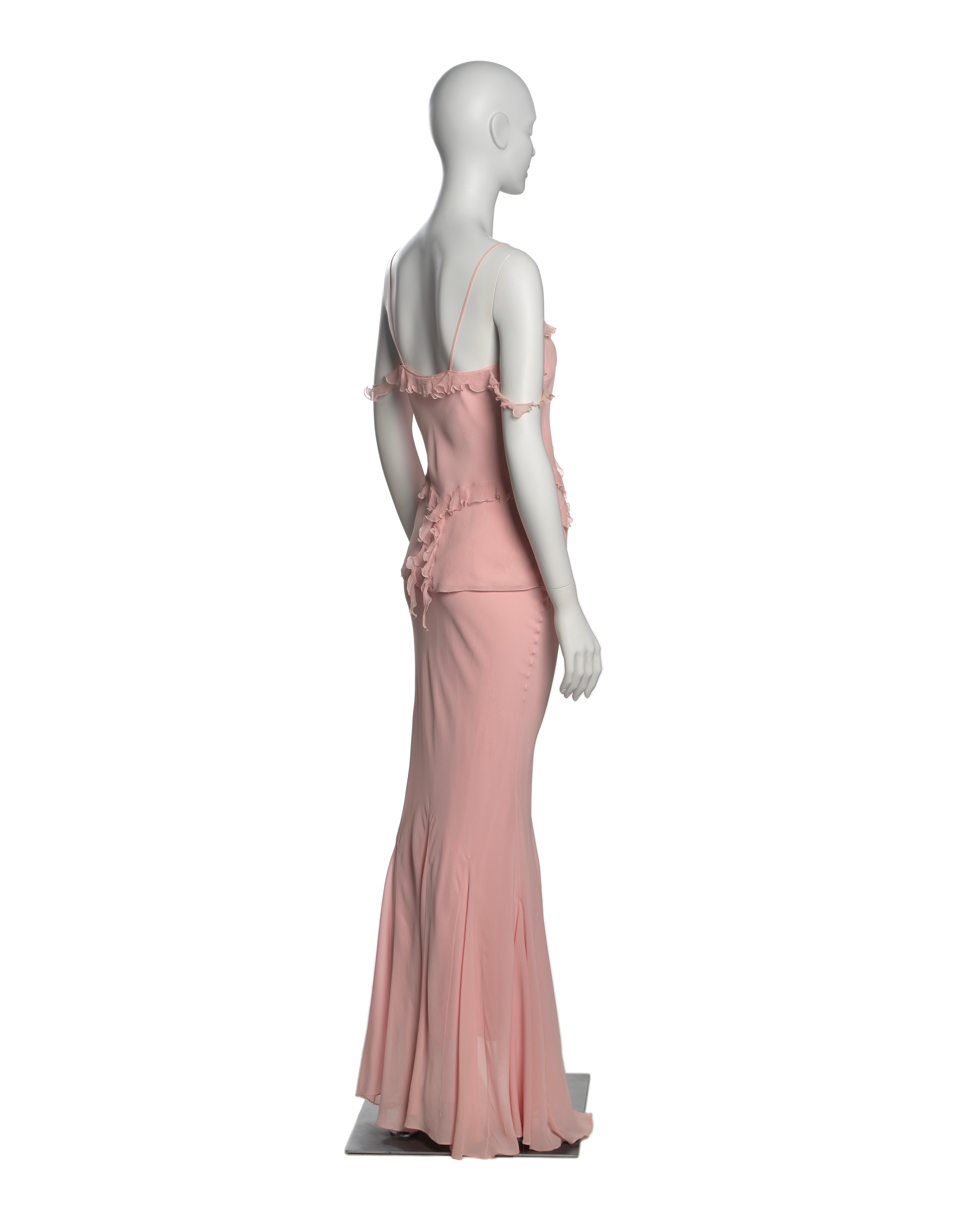 Christian Dior by John Galliano Pink Silk and Chiffon Top and Skirt Set, FW 2004 3