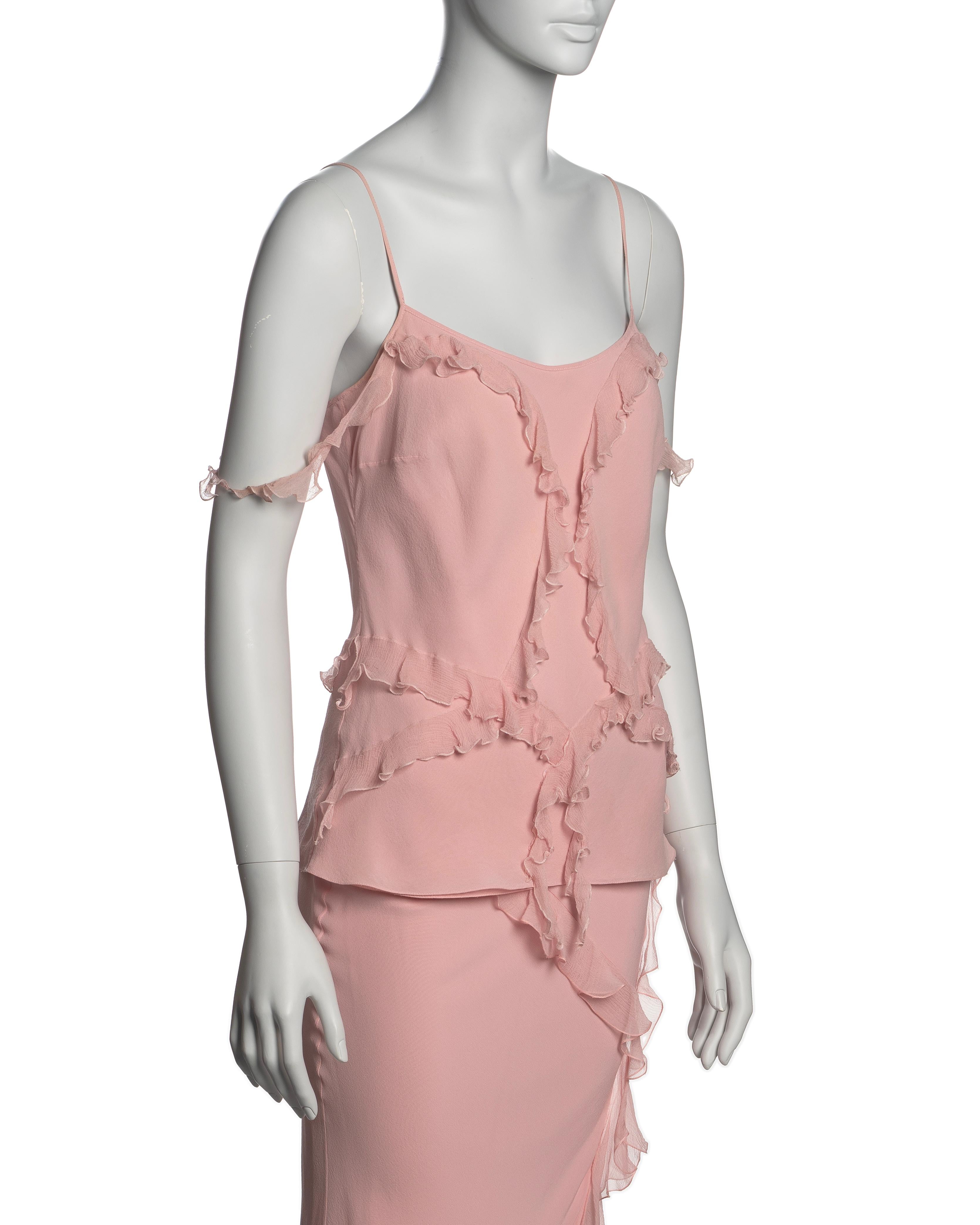 Christian Dior by John Galliano Pink Silk and Chiffon Top and Skirt Set, FW 2004 4
