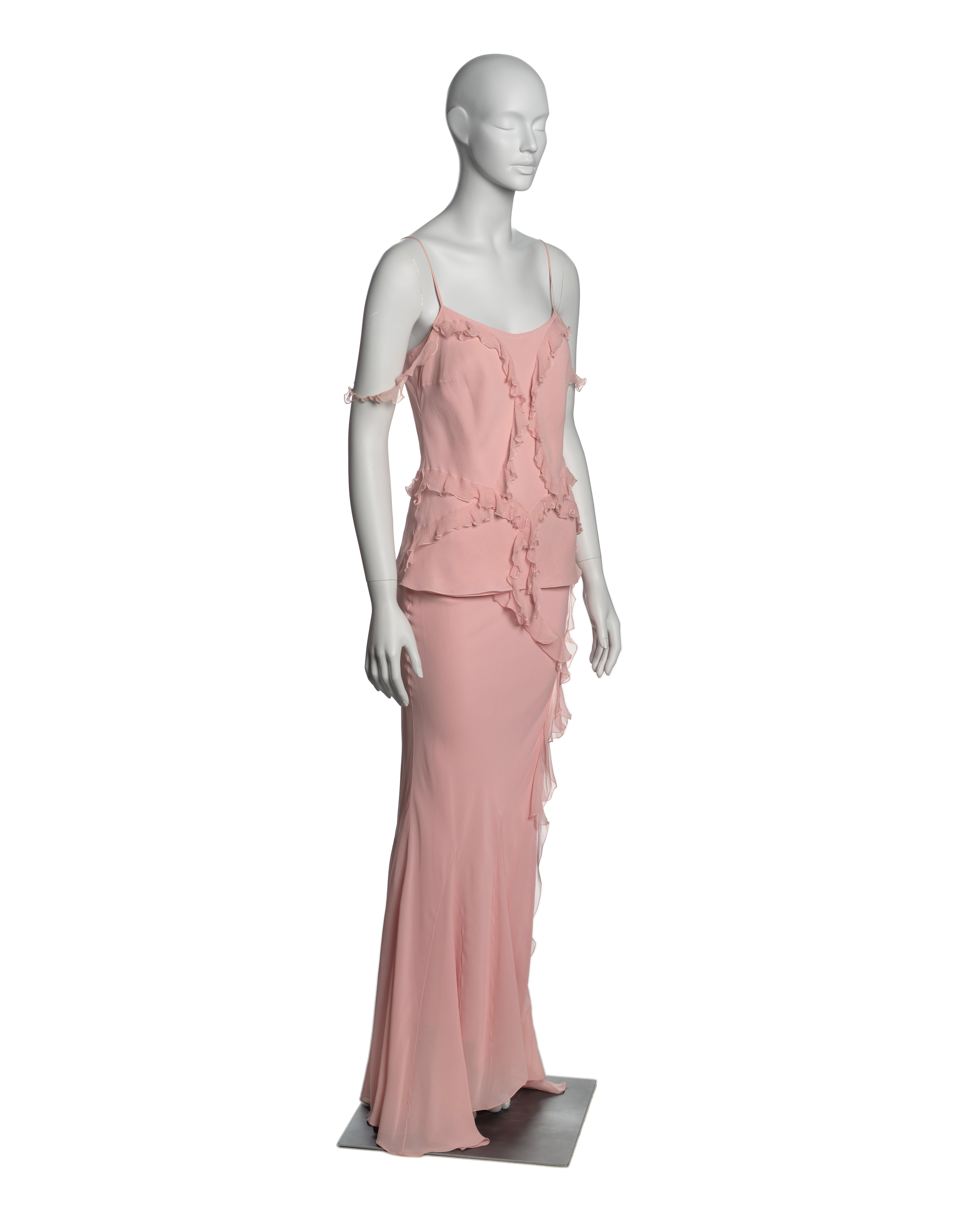Christian Dior by John Galliano Pink Silk and Chiffon Top and Skirt Set, FW 2004 5