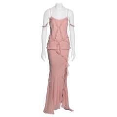 Christian Dior by John Galliano Pink Silk and Chiffon Top and Skirt Set, FW 2004