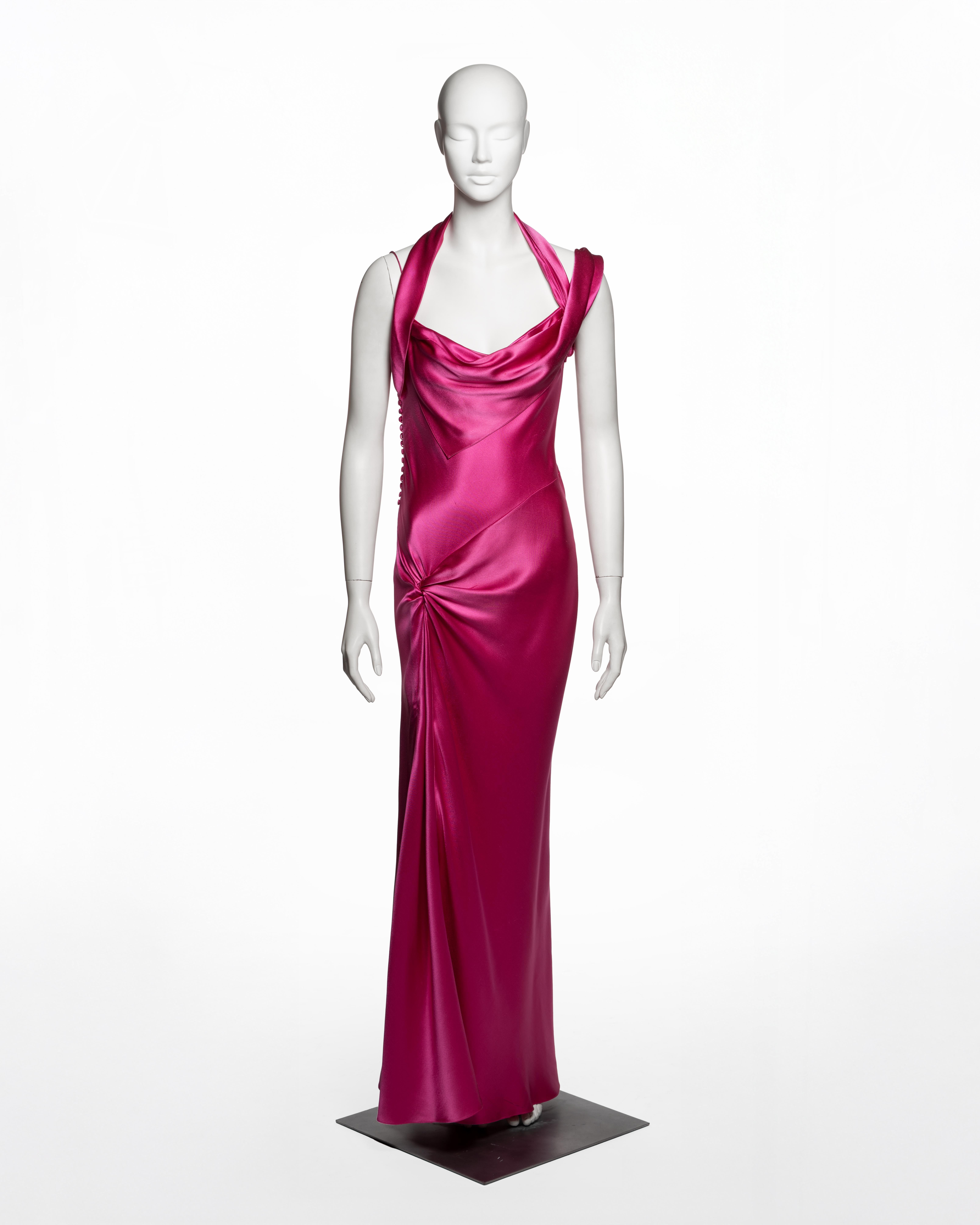 Rose Christian Dior by John Galliano for Christian Dior for Christian Galliano for Christian Dior by John Galliano Pink Silk Bias-Cut Draped Evening Dress, FW 2003