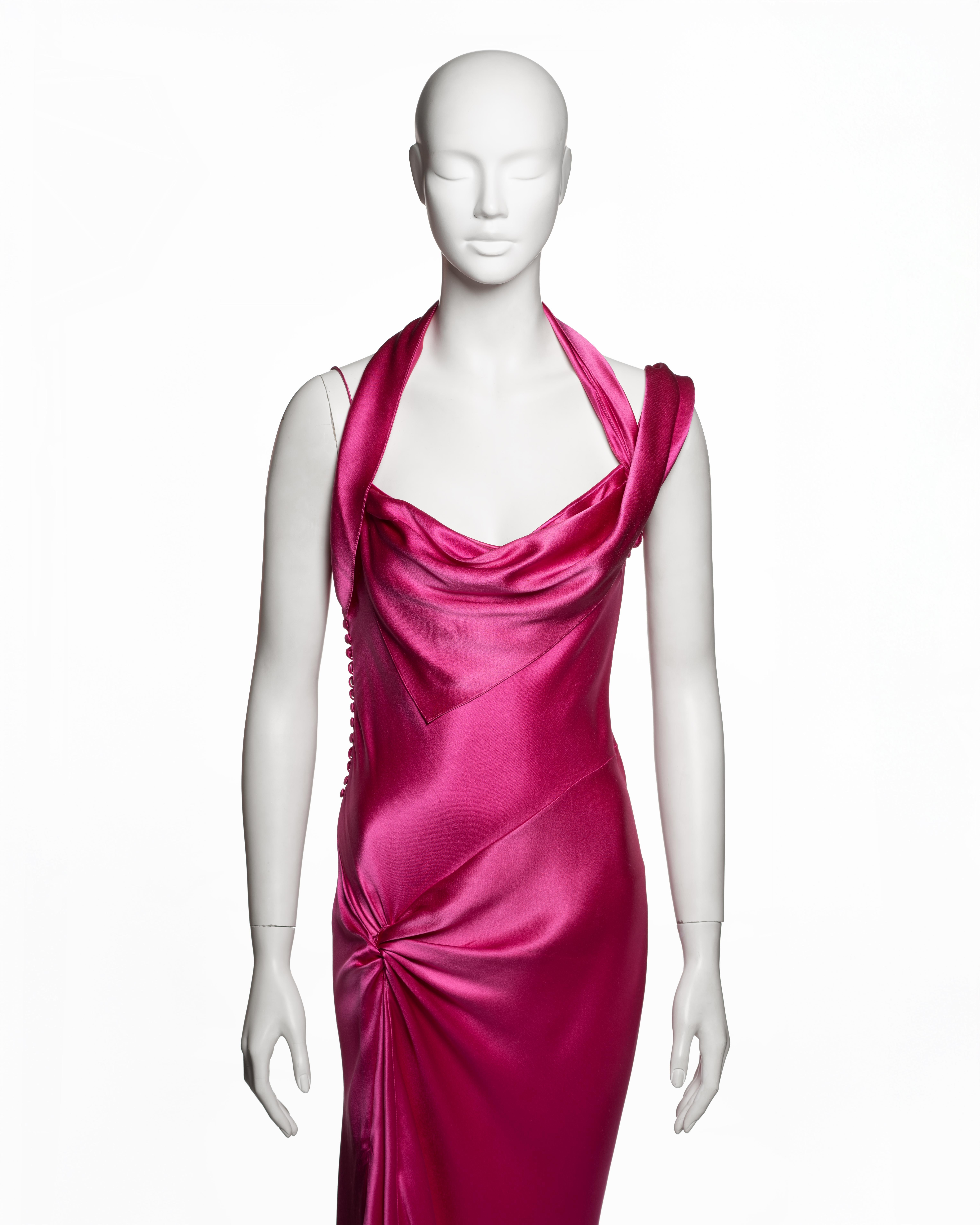 Christian Dior by John Galliano for Christian Dior for Christian Galliano for Christian Dior by John Galliano Pink Silk Bias-Cut Draped Evening Dress, FW 2003 Bon état à London, GB