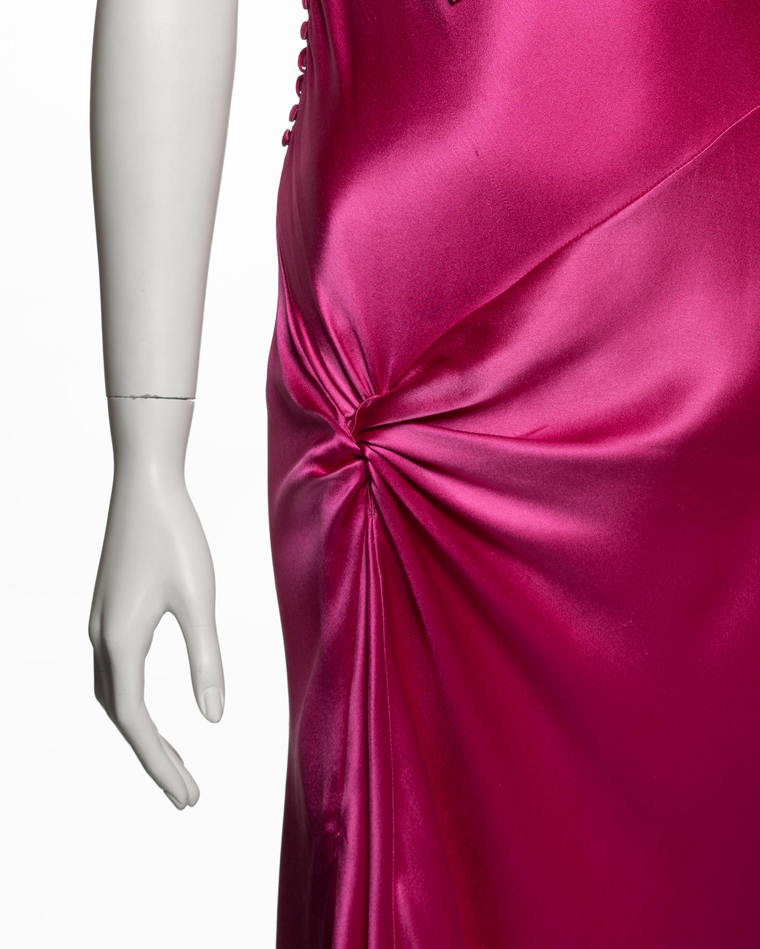  Christian Dior by John Galliano for Christian Dior for Christian Galliano for Christian Dior by John Galliano Pink Silk Bias-Cut Draped Evening Dress, FW 2003 Pour femmes 
