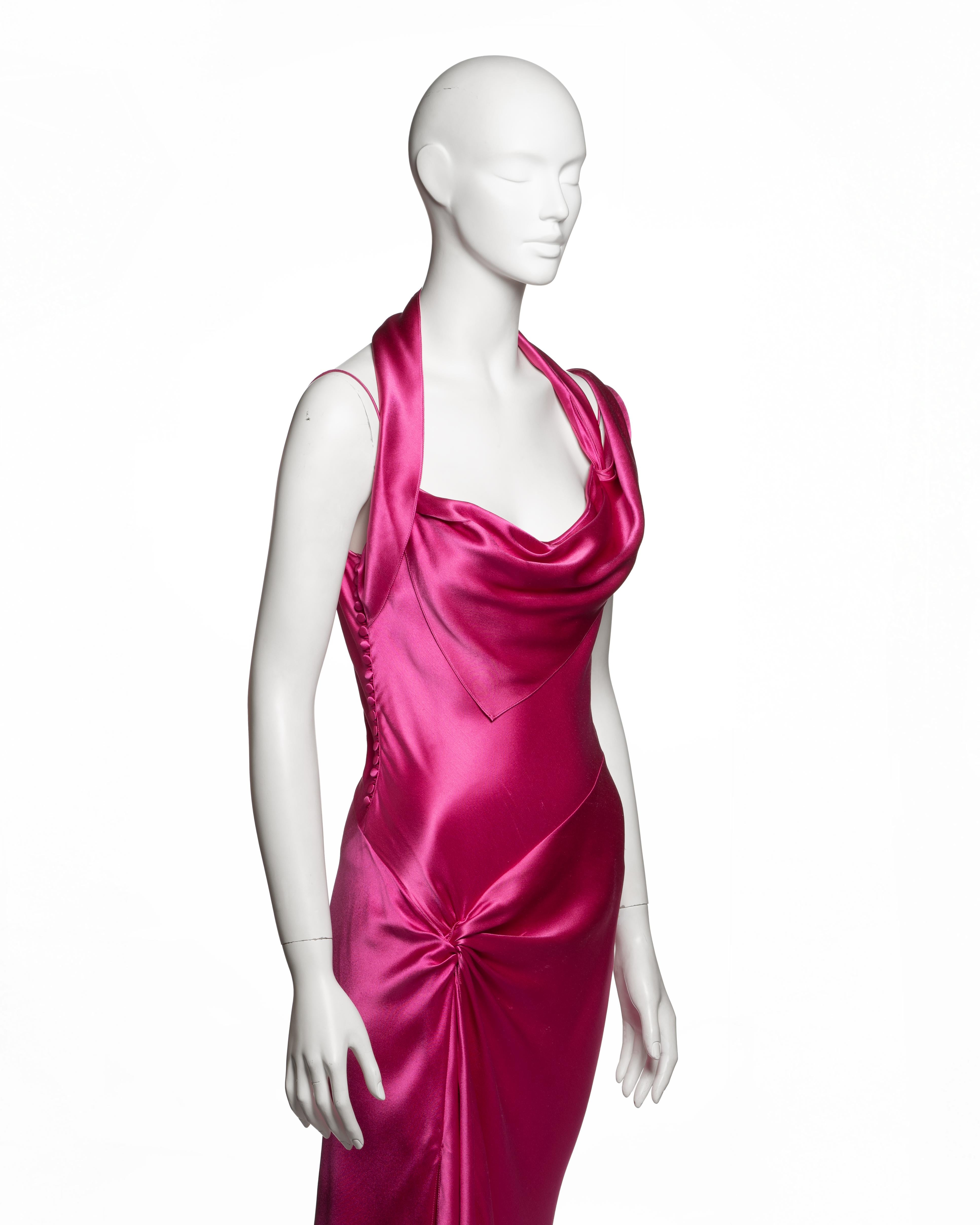 Christian Dior by John Galliano for Christian Dior for Christian Galliano for Christian Dior by John Galliano Pink Silk Bias-Cut Draped Evening Dress, FW 2003 2