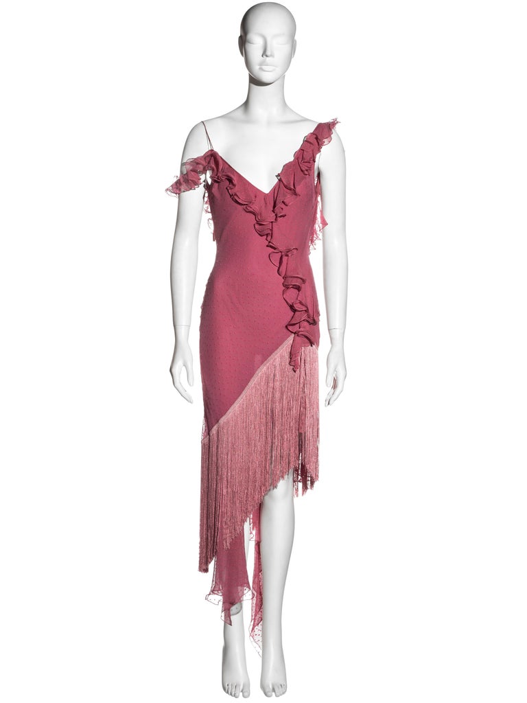 Christian Dior by John Galliano pink silk bias cut evening dress, fw 2000  at 1stDibs | f/w 2000 christian dior john galliano red silk asymmetrical  mini dress, christian dior fw2000 red dress