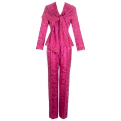 Vintage Christian Dior by John Galliano pink silk brocade and lace 3-piece suit, fw 1998