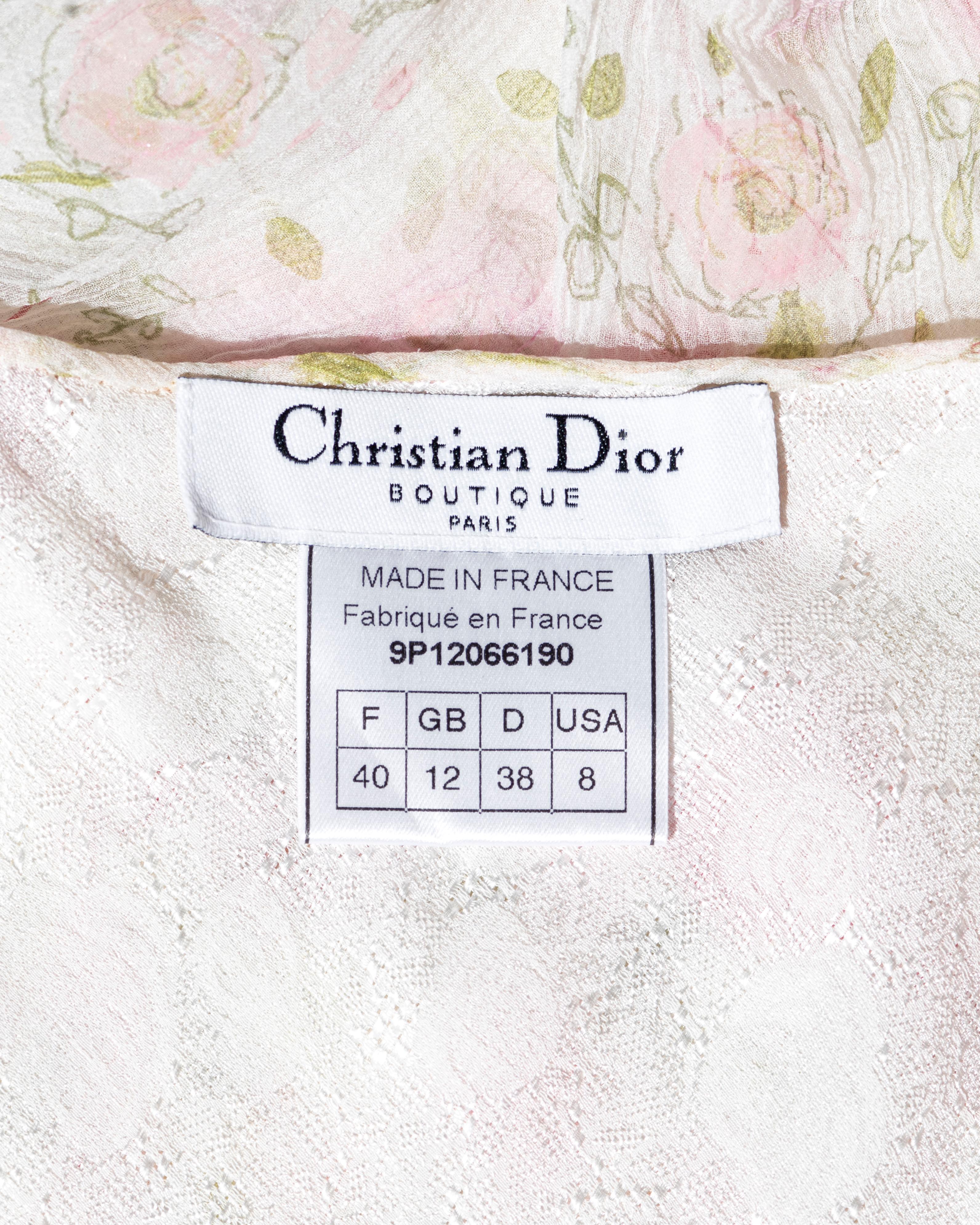 Christian Dior by John Galliano pink silk chiffon rose print dress, ss 1999 4