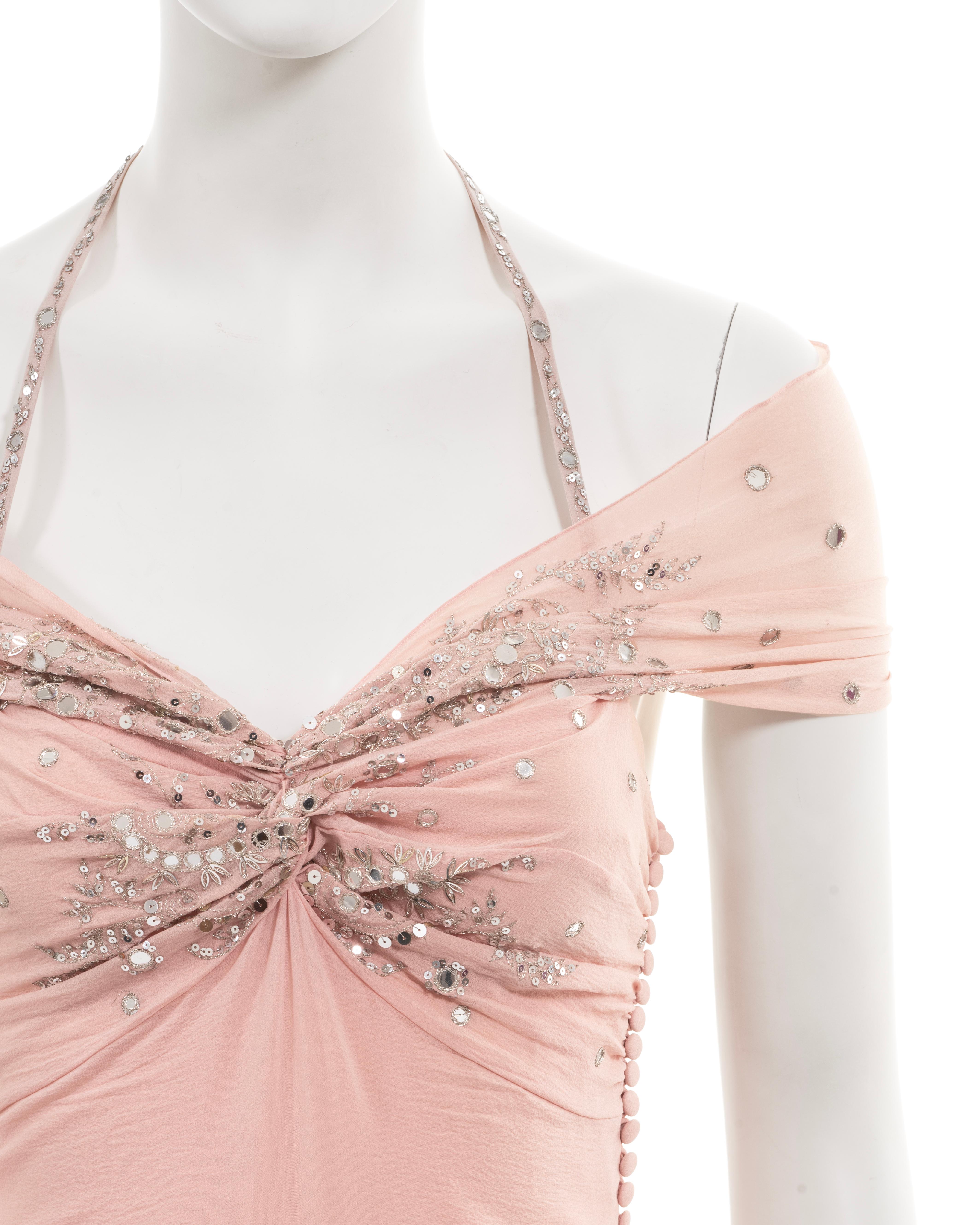 Christian Dior by John Galliano pink silk embellished evening dress, ss 2004 In Good Condition In London, GB