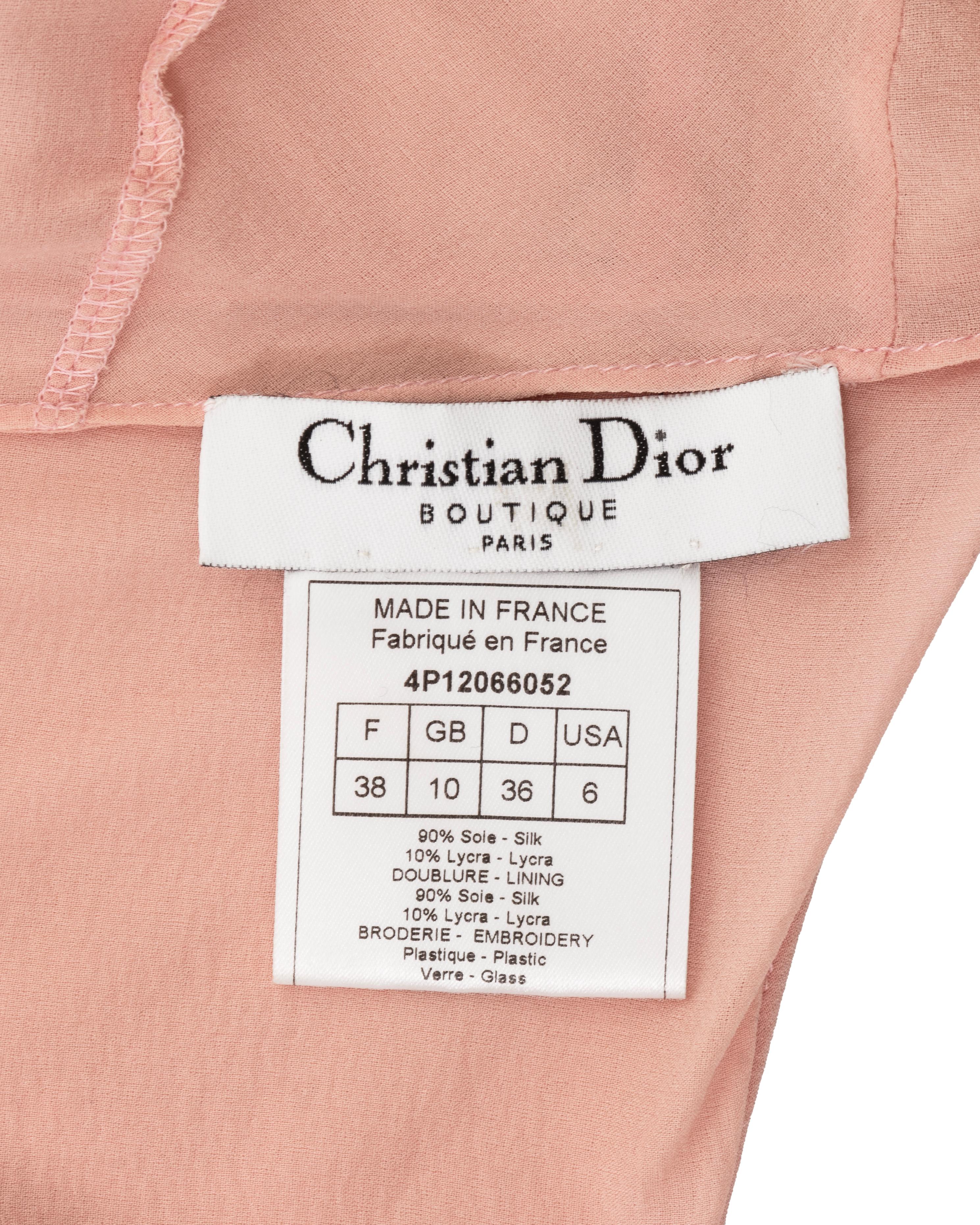Christian Dior by John Galliano pink silk embellished evening dress, ss 2004 5