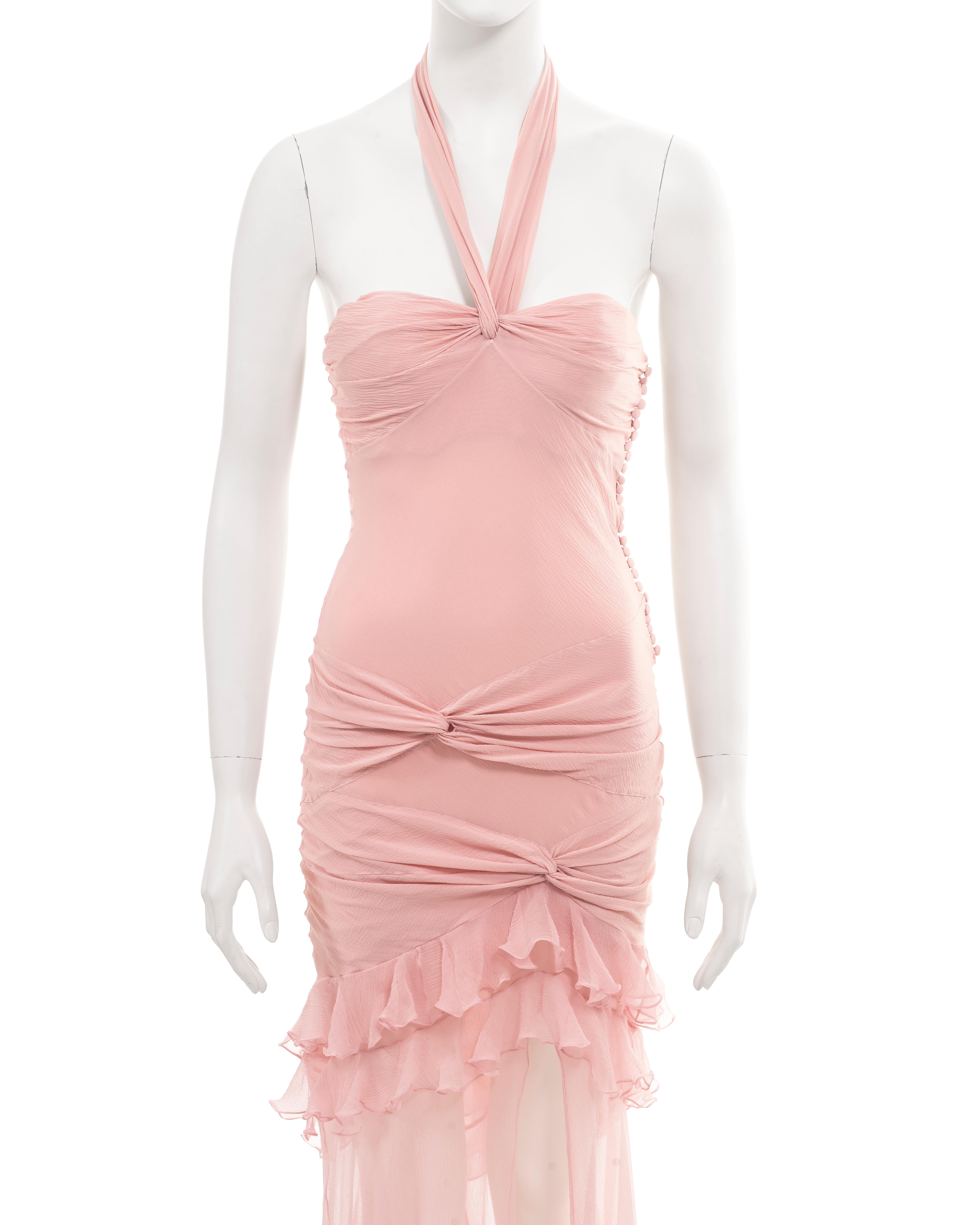 Women's or Men's Christian Dior by John Galliano pink silk halter neck evening dress, ss 2004 For Sale