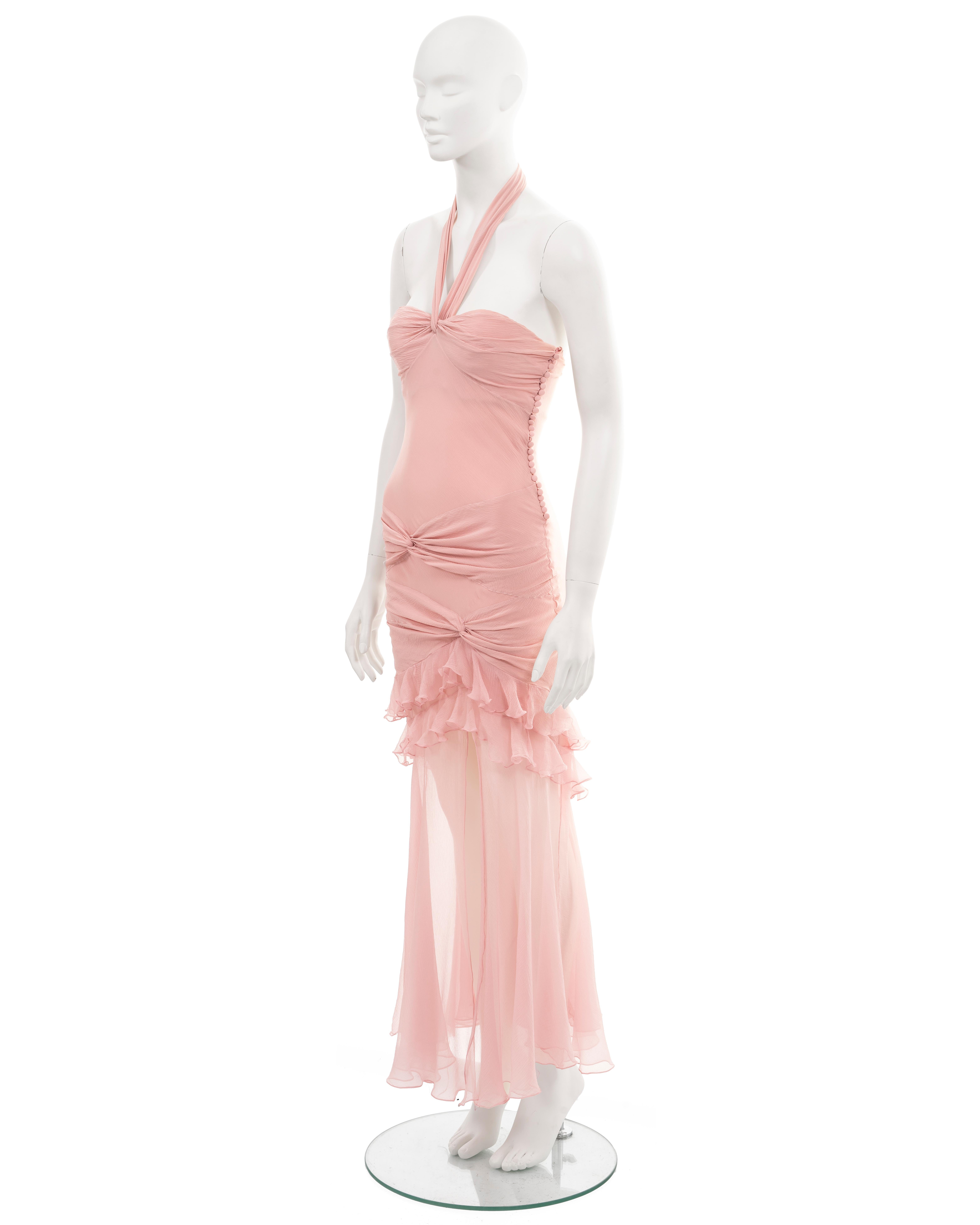 Christian Dior by John Galliano pink silk halter neck evening dress, ss 2004 For Sale 1
