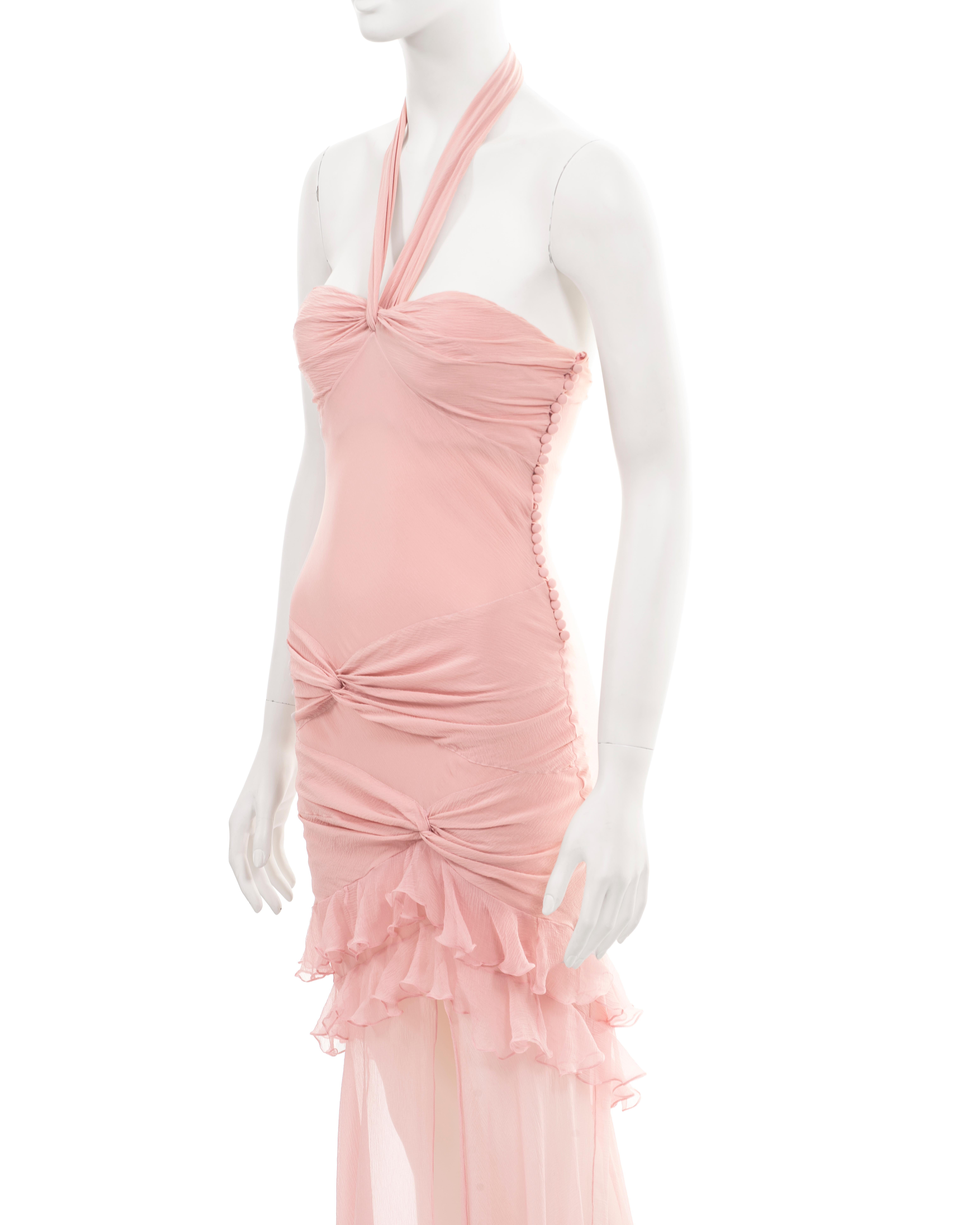 Christian Dior by John Galliano pink silk halter neck evening dress, ss 2004 For Sale 2