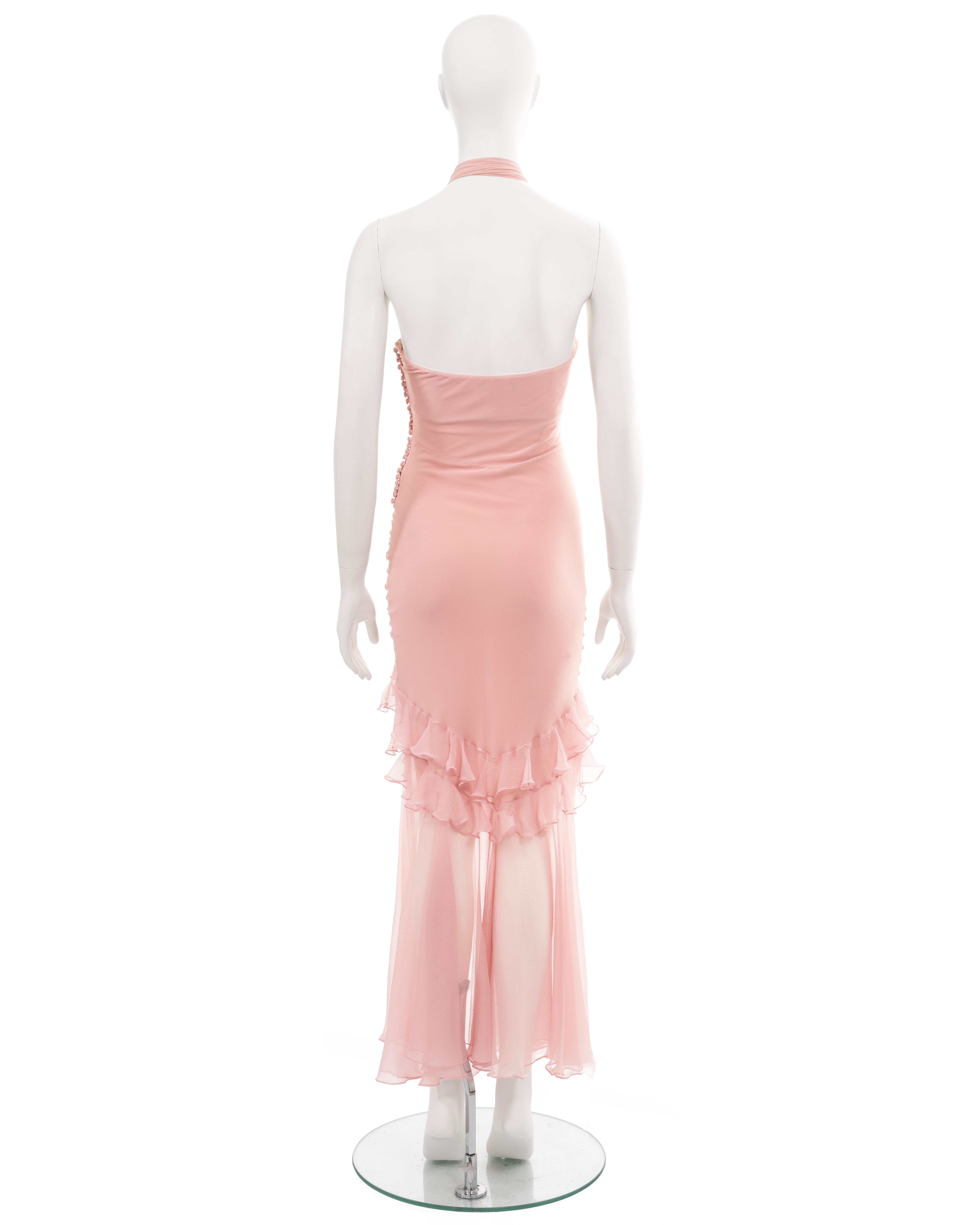Christian Dior by John Galliano pink silk halter neck evening dress, ss 2004 For Sale 3