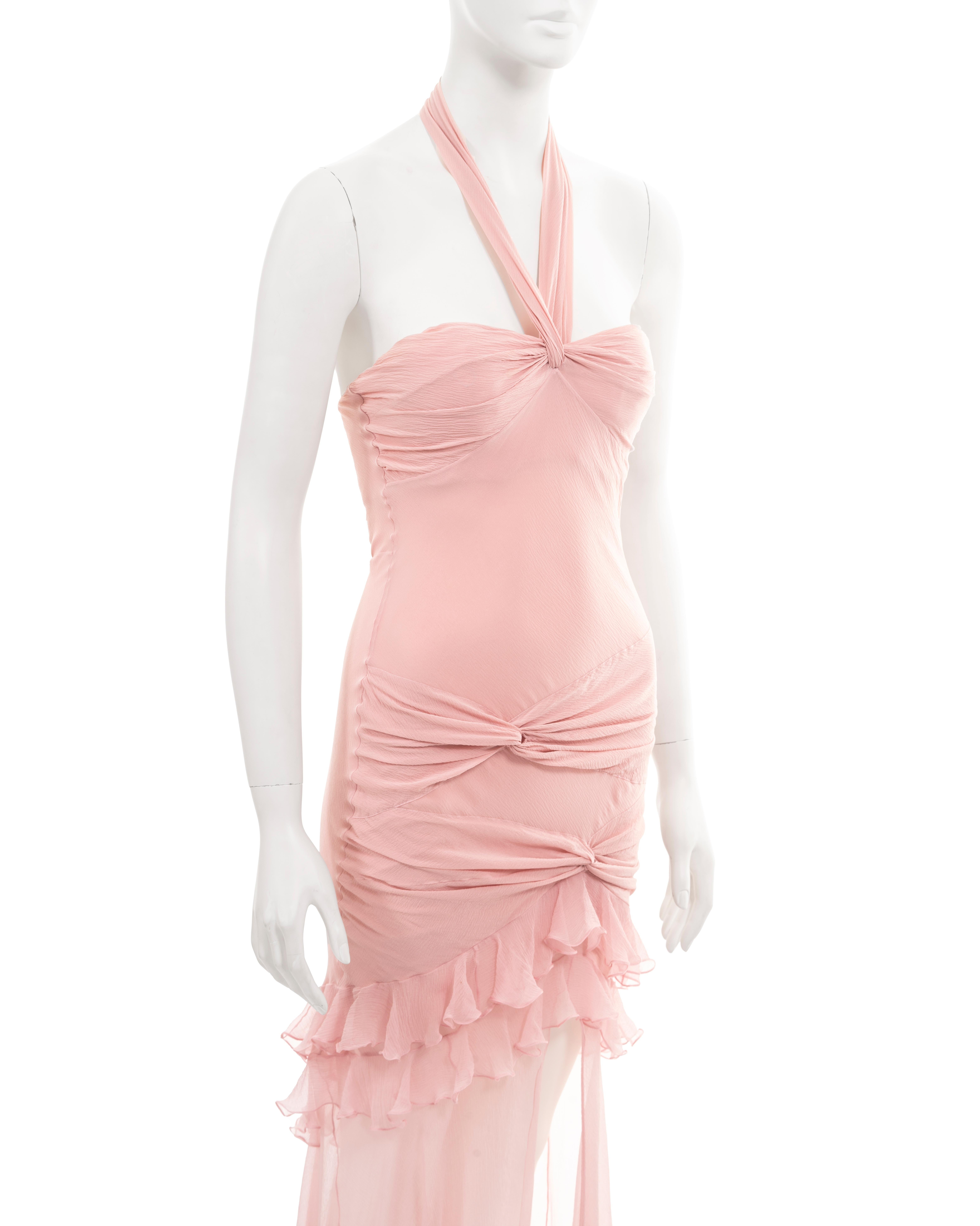 Christian Dior by John Galliano pink silk halter neck evening dress, ss 2004 For Sale 4