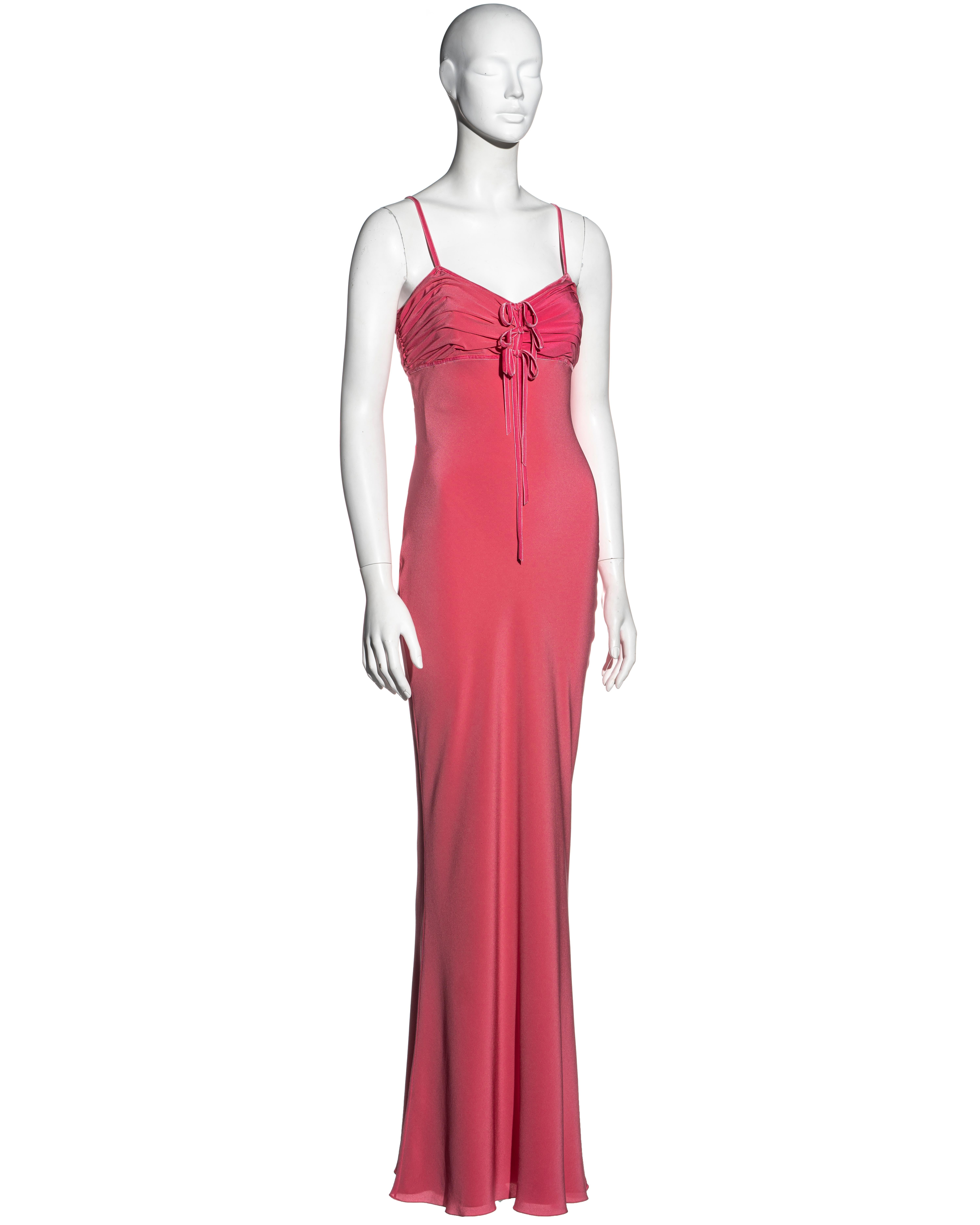 long pink silk dress