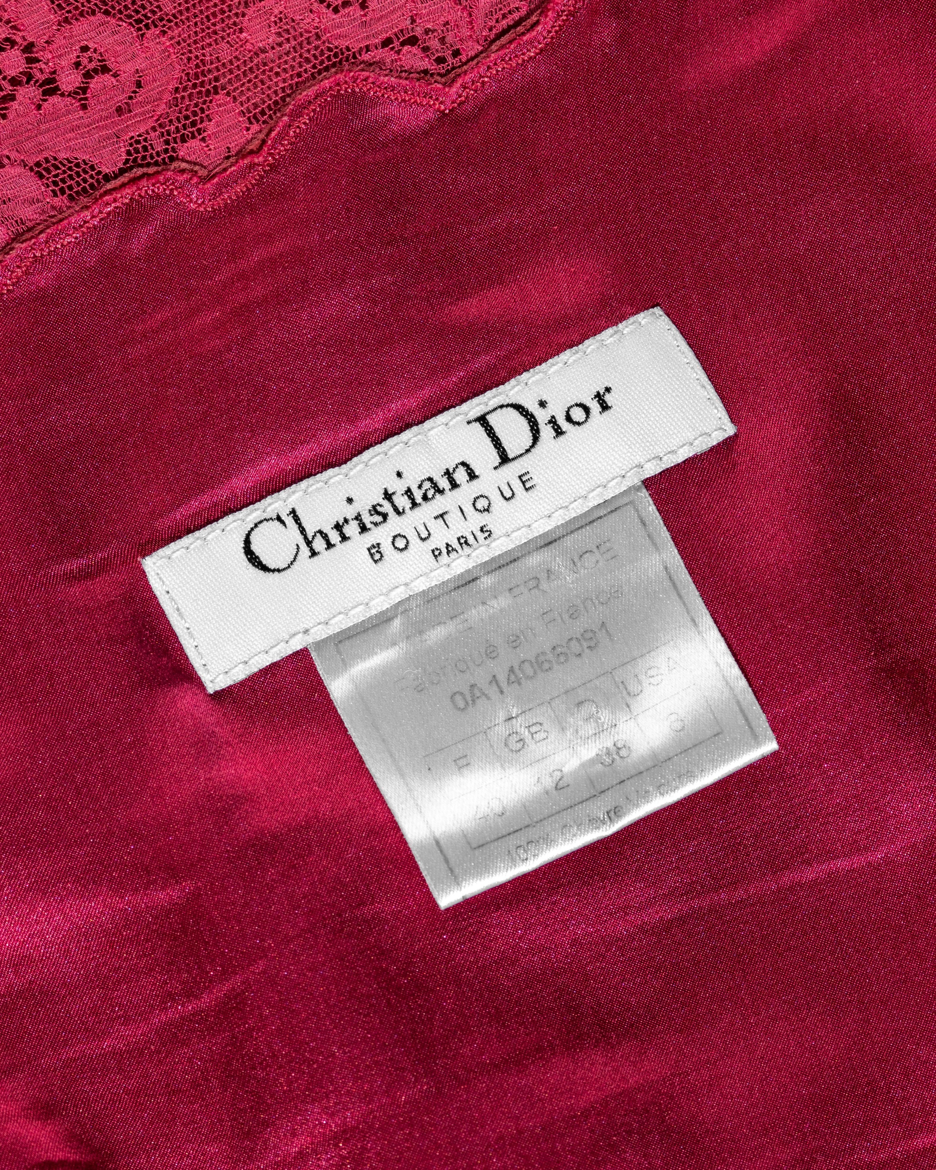 Christian Dior by John Galliano pink suede and lace slip dress, fw 2000 6