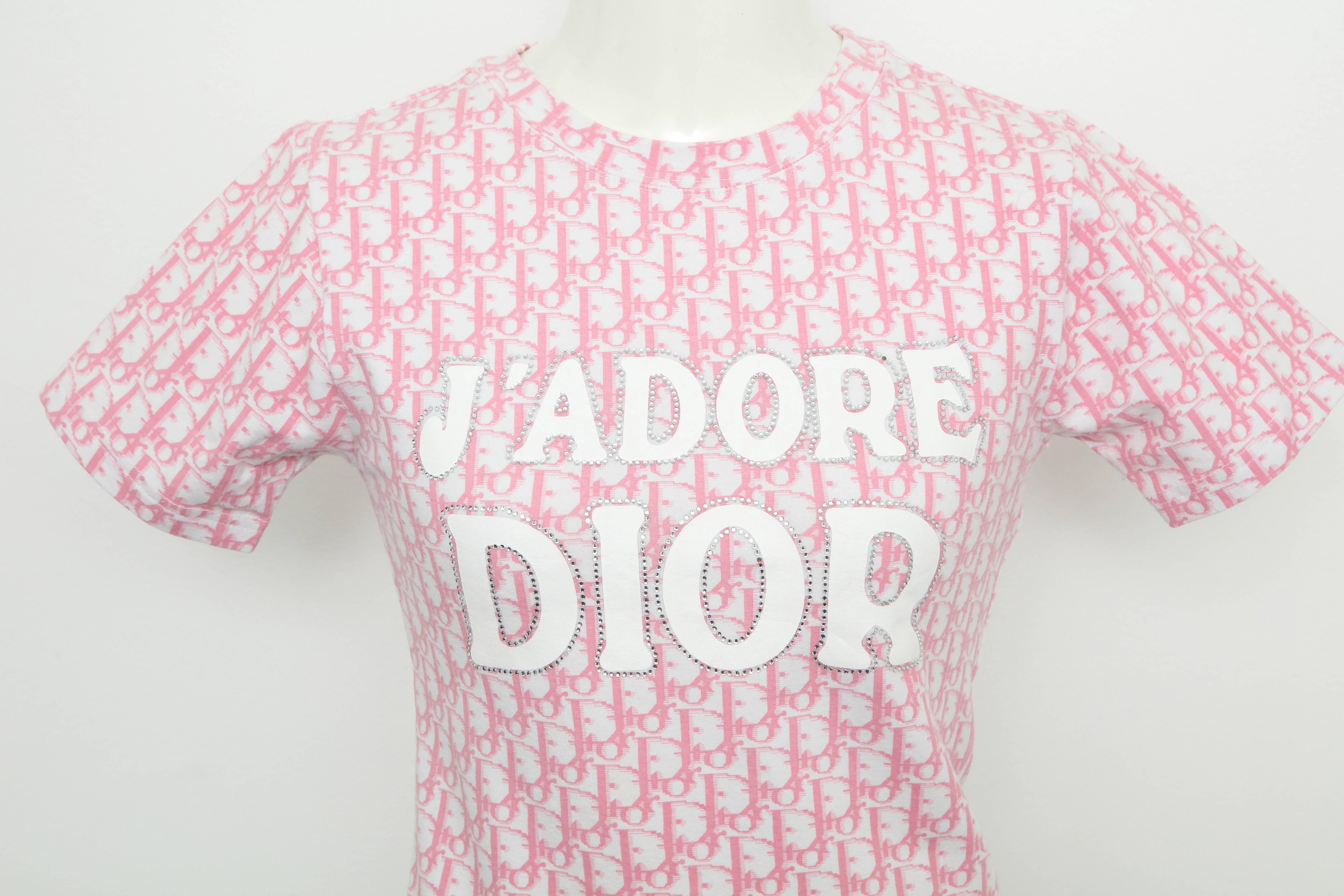 Very rare Christian Dior by John Galliano pink trotter t-shirt with J'ADORE DIOR logo. 

FR size 36