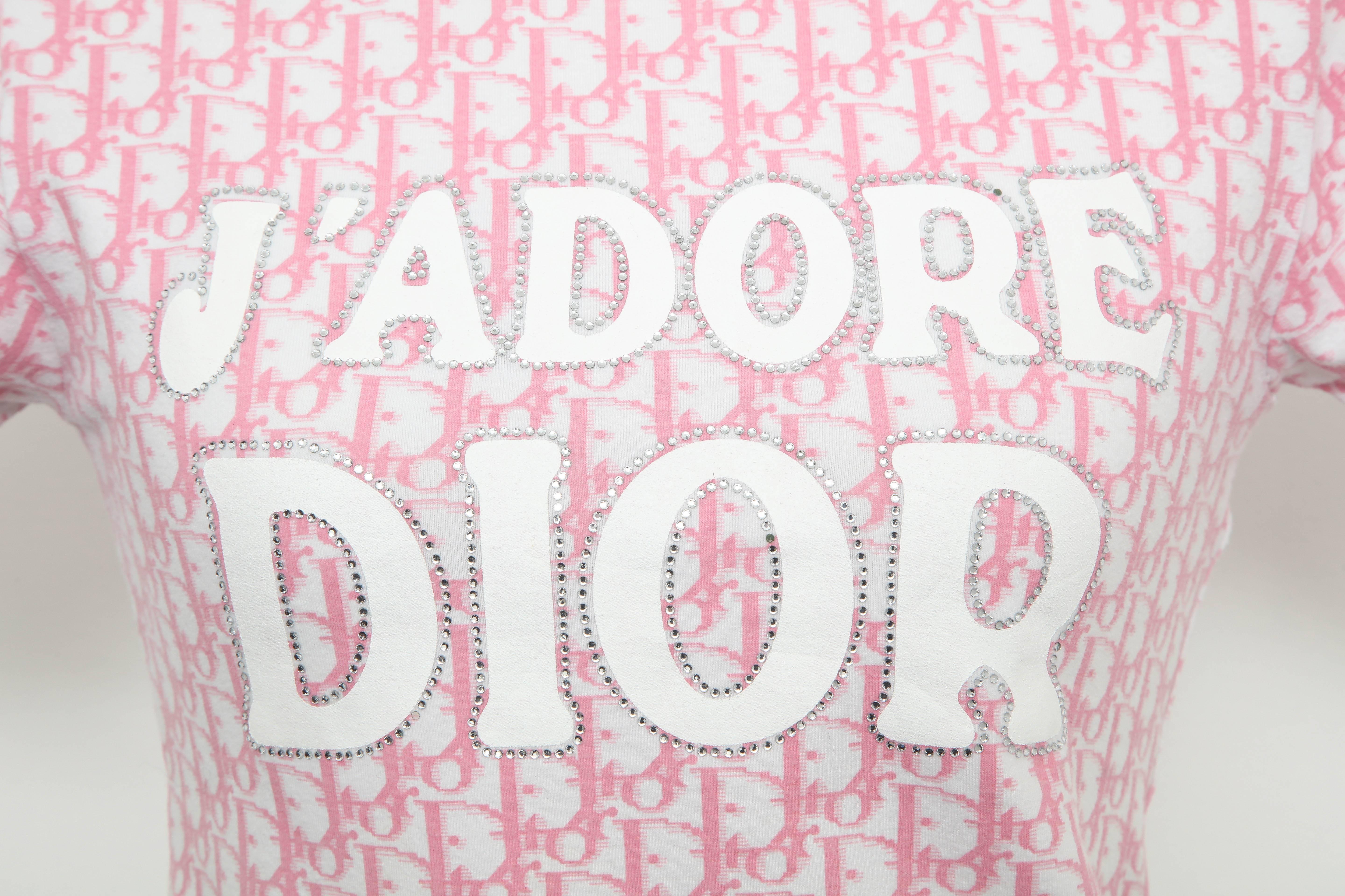 Christian Dior by John Galliano Pink Trotter Logo Shirt In Excellent Condition For Sale In Chicago, IL