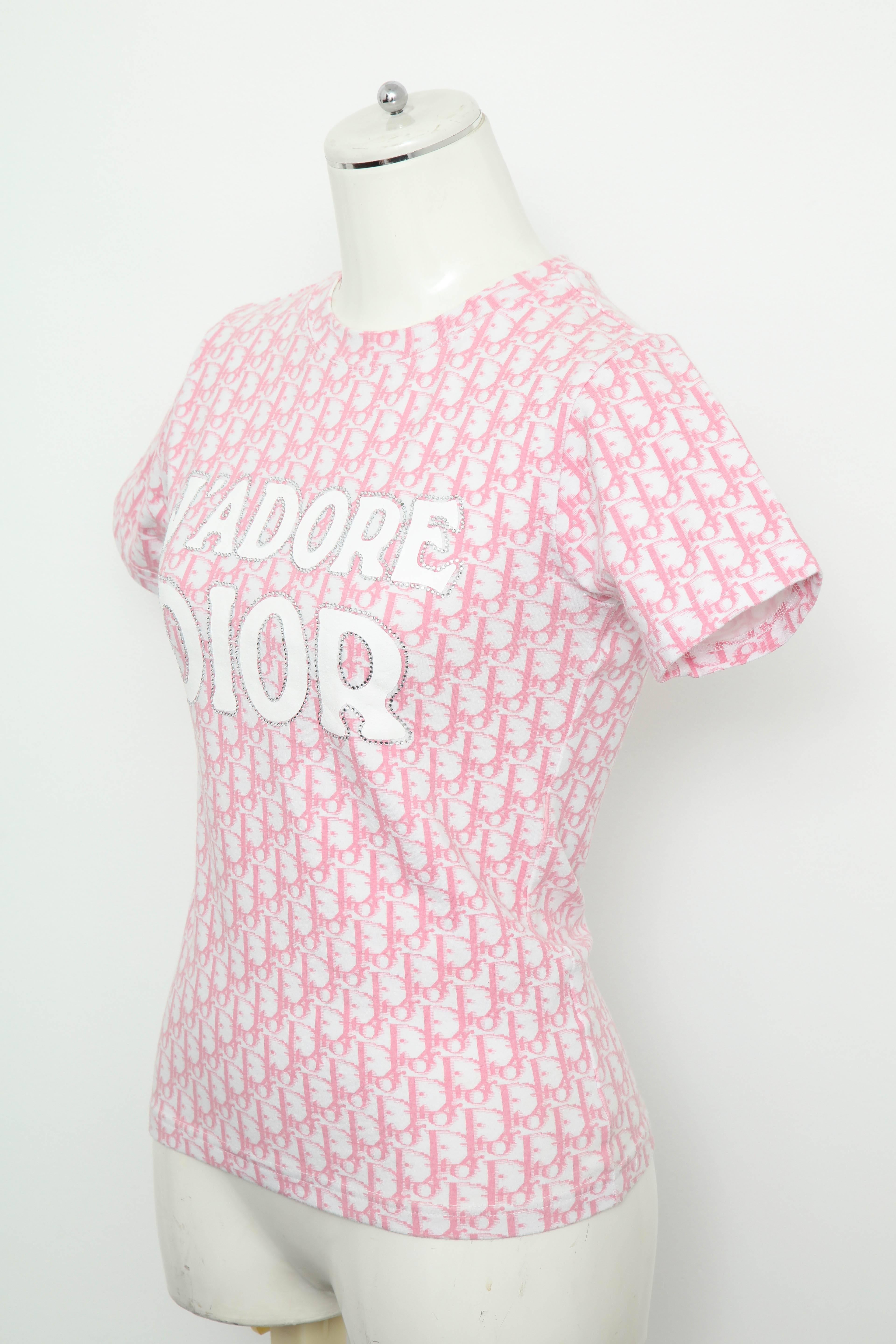 Christian Dior by John Galliano Pink Trotter Logo Shirt In Excellent Condition For Sale In Chicago, IL