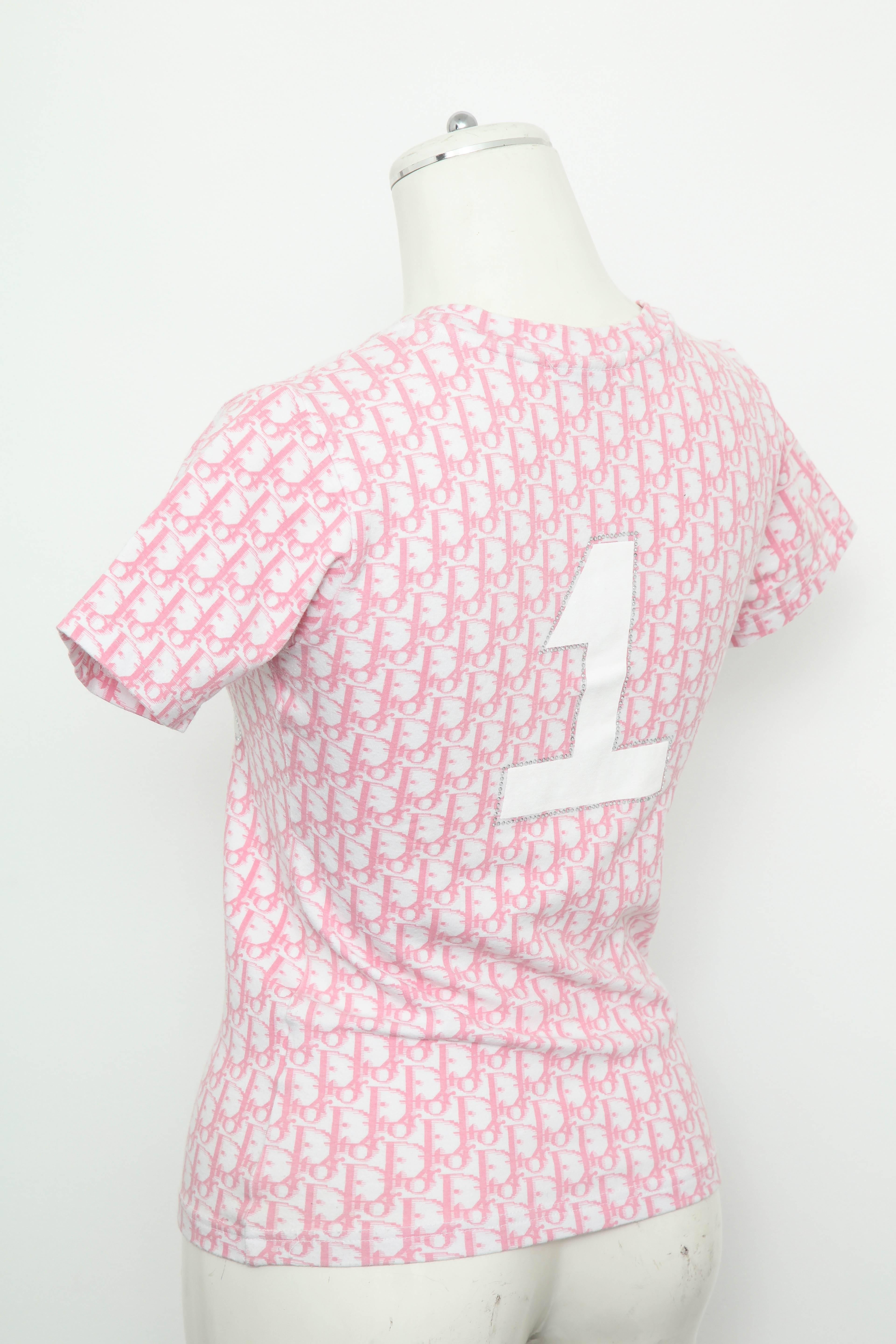 Christian Dior by John Galliano Pink Trotter Logo Shirt For Sale 1