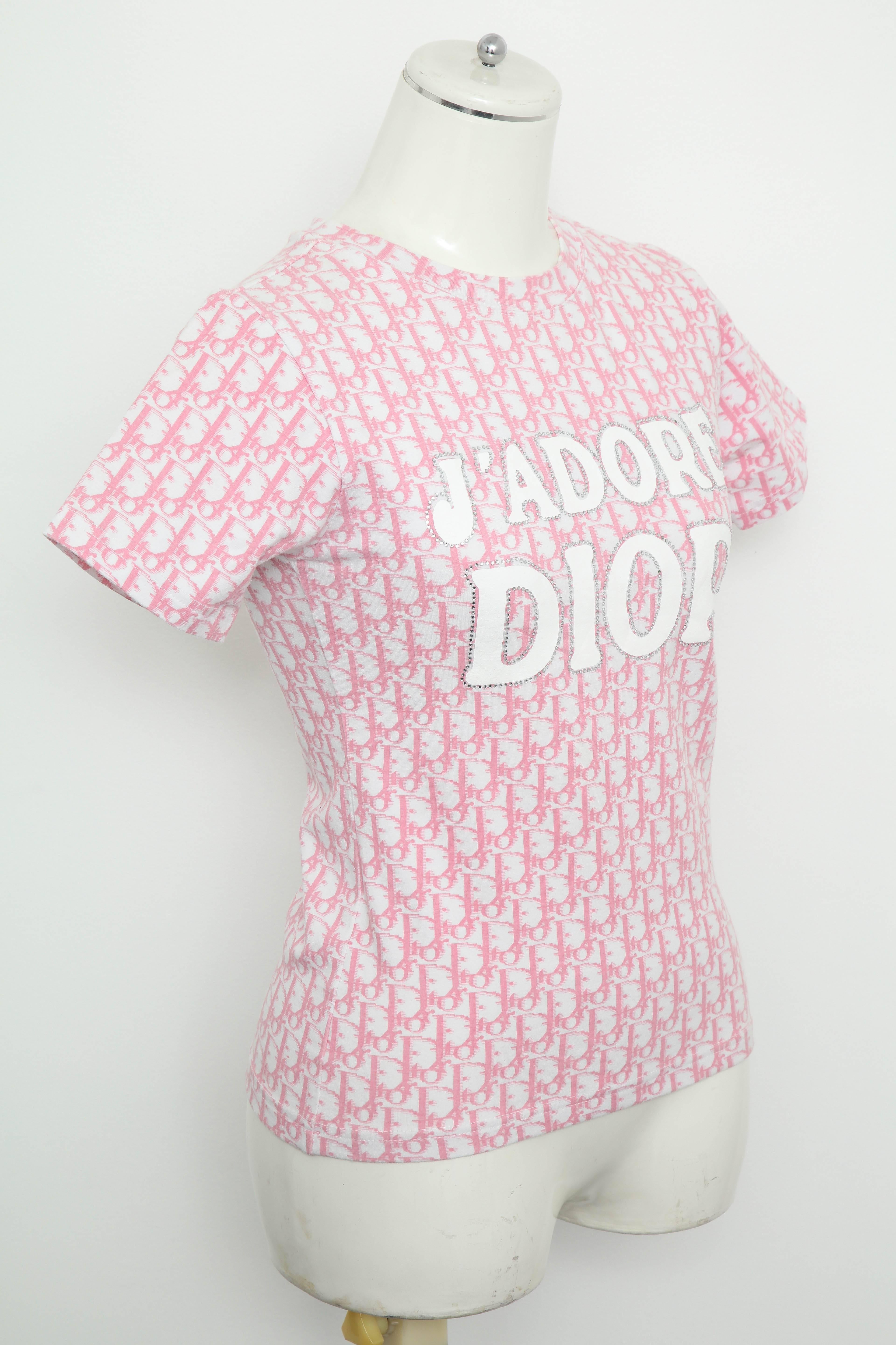 Christian Dior by John Galliano Pink Trotter Logo Shirt For Sale 2