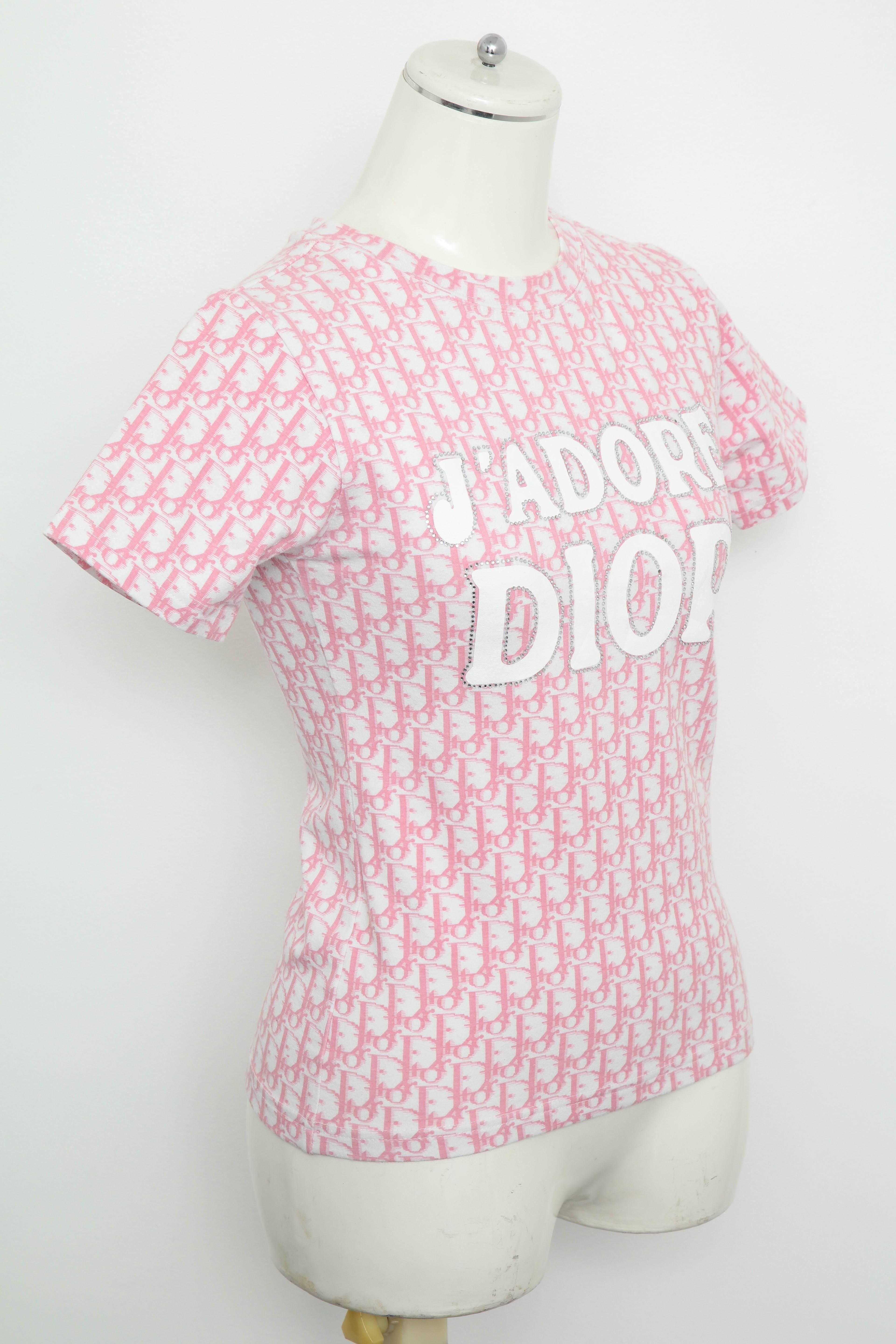 Christian Dior by John Galliano Pink Trotter Logo Shirt For Sale 4