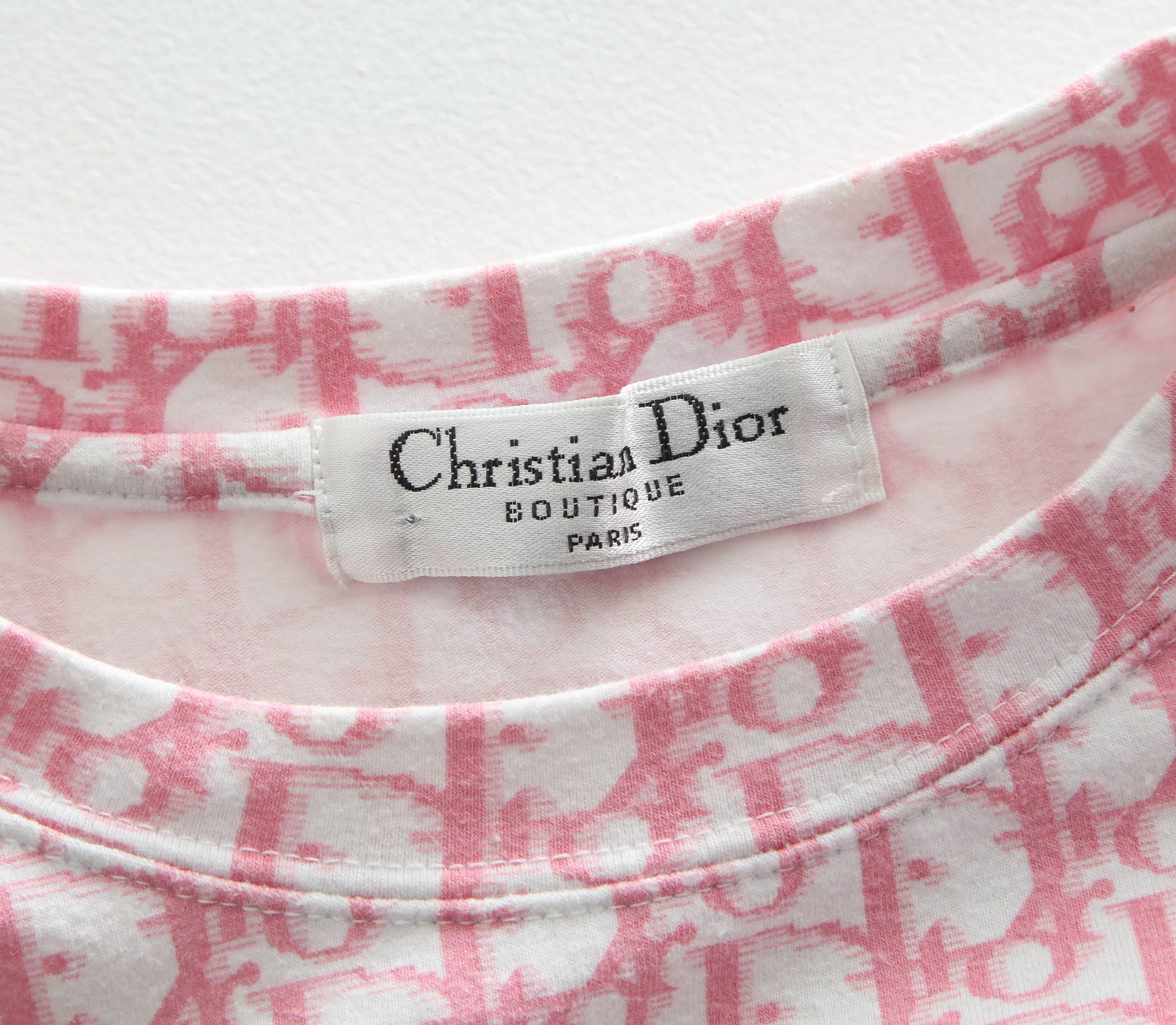Christian Dior by John Galliano Pink Trotter Logo Shirt For Sale 2