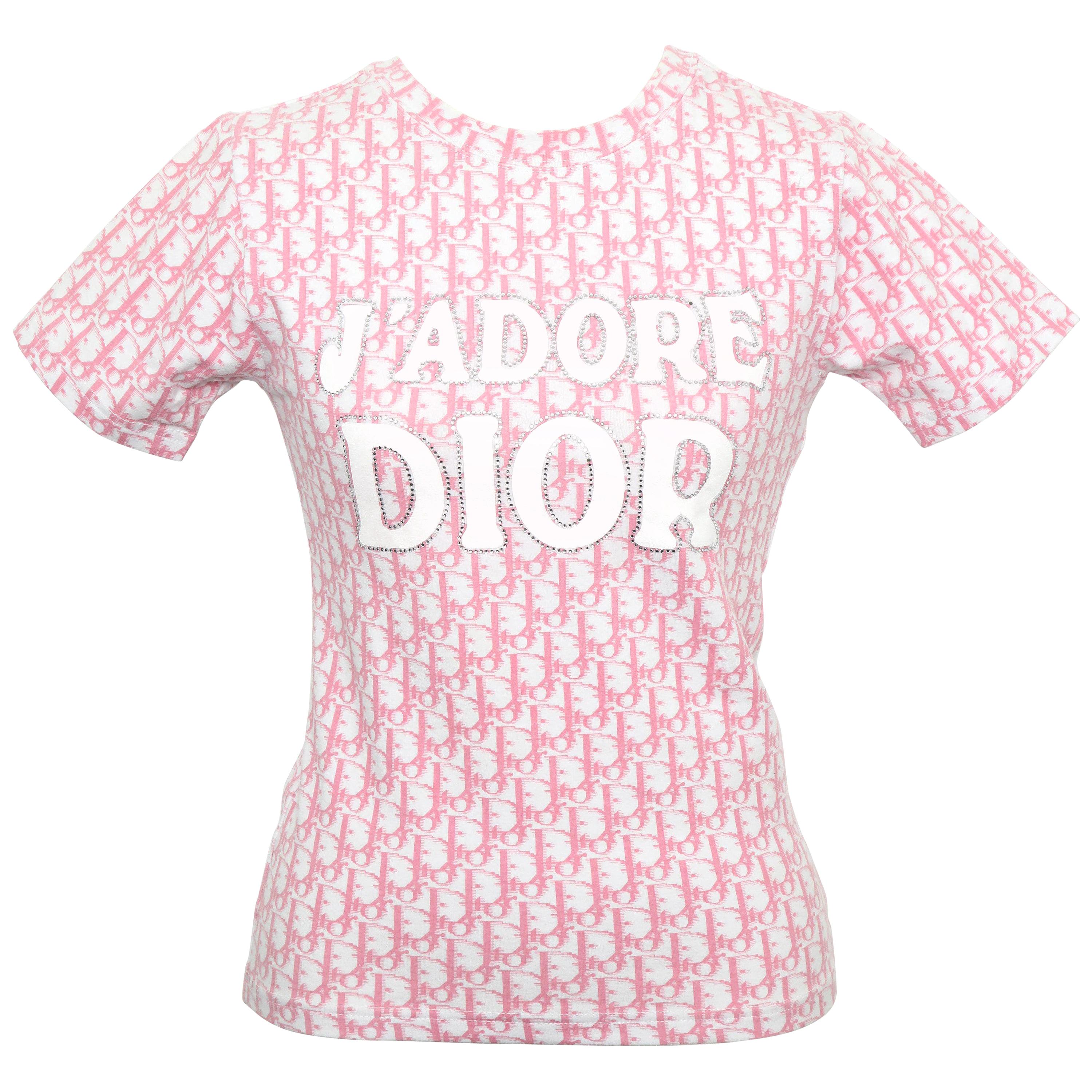 Christian Dior by John Galliano Pink Trotter Logo Shirt For Sale