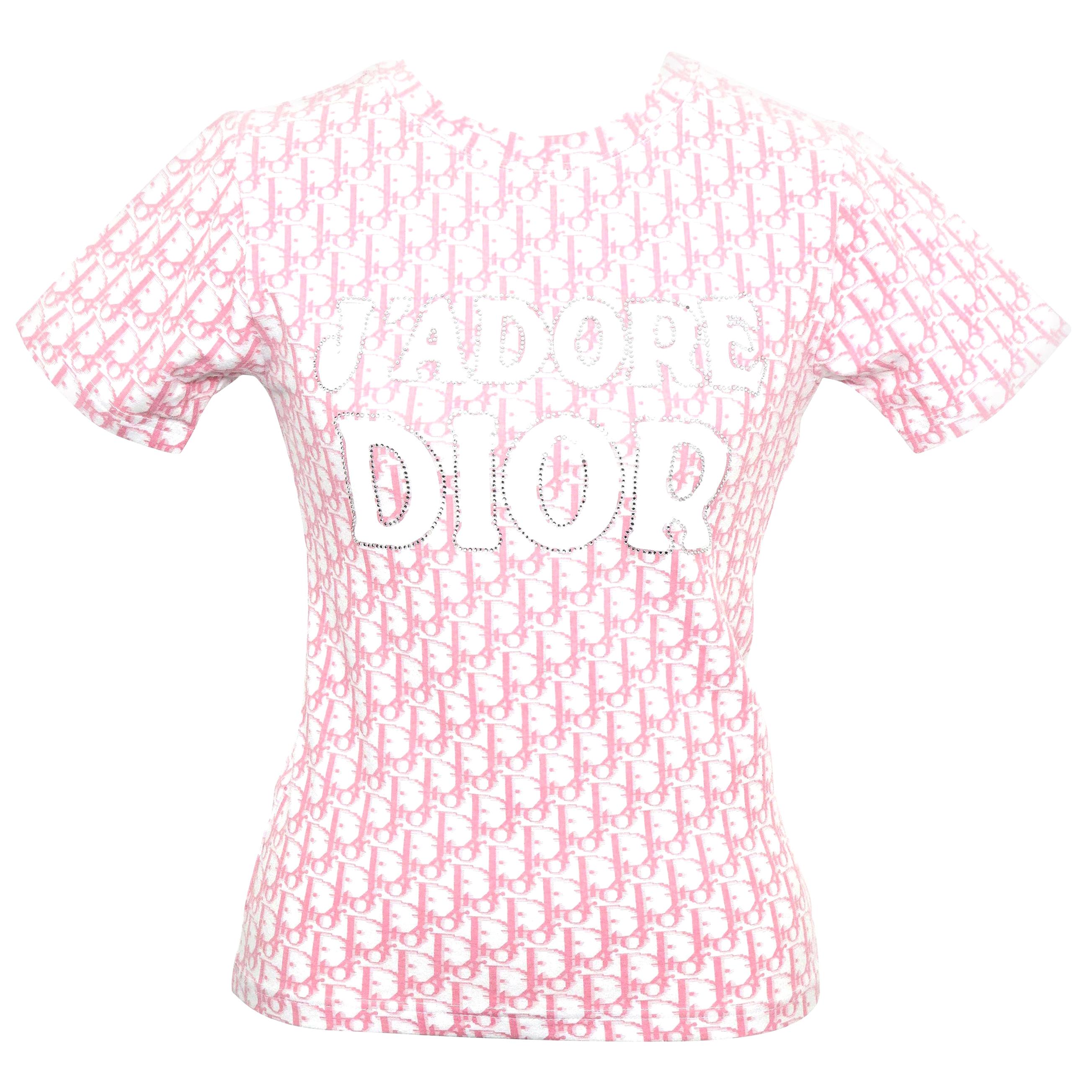 Christian Dior by John Galliano Pink Trotter Logo Shirt For Sale