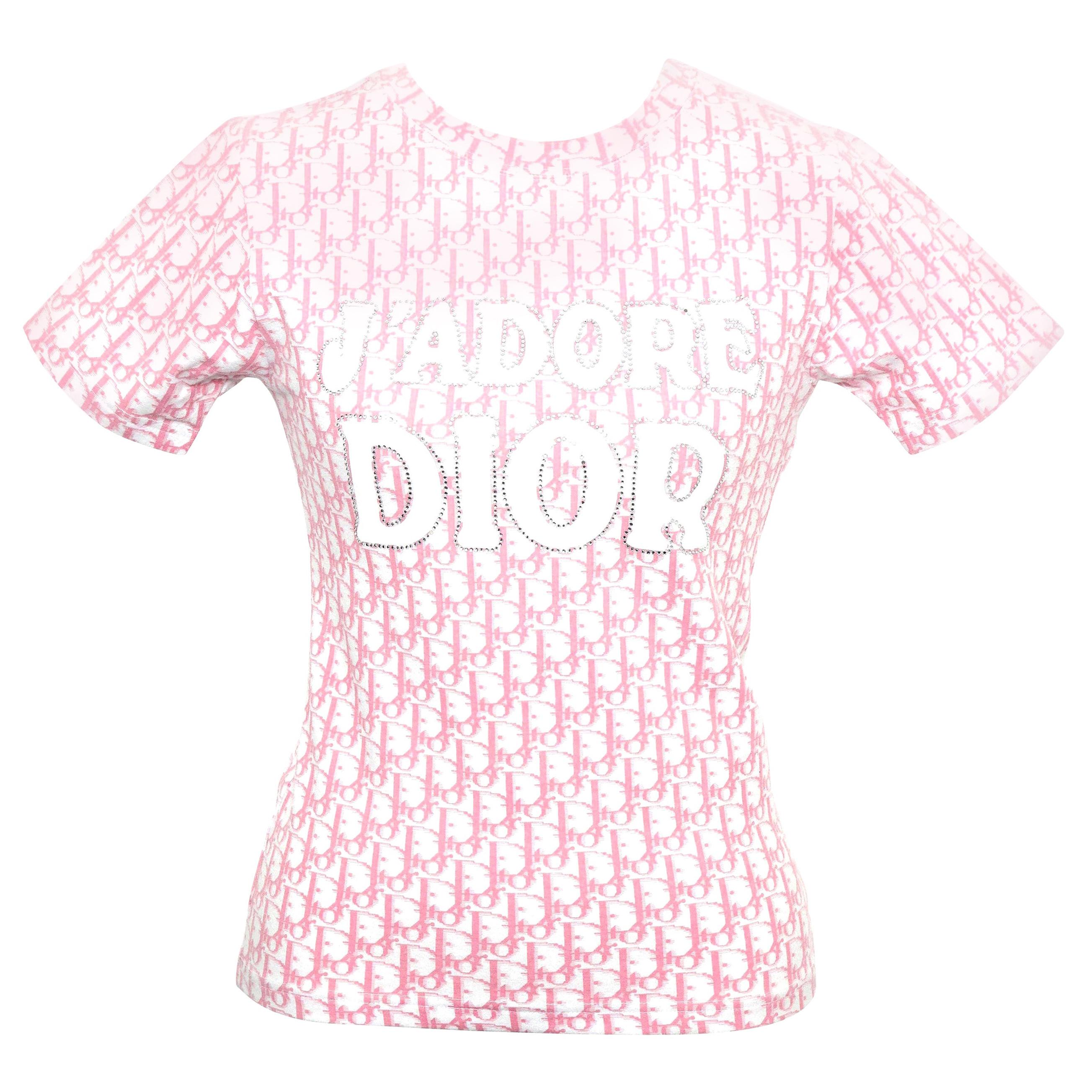 Christian Dior by John Galliano Pink Trotter Logo Shirt For Sale