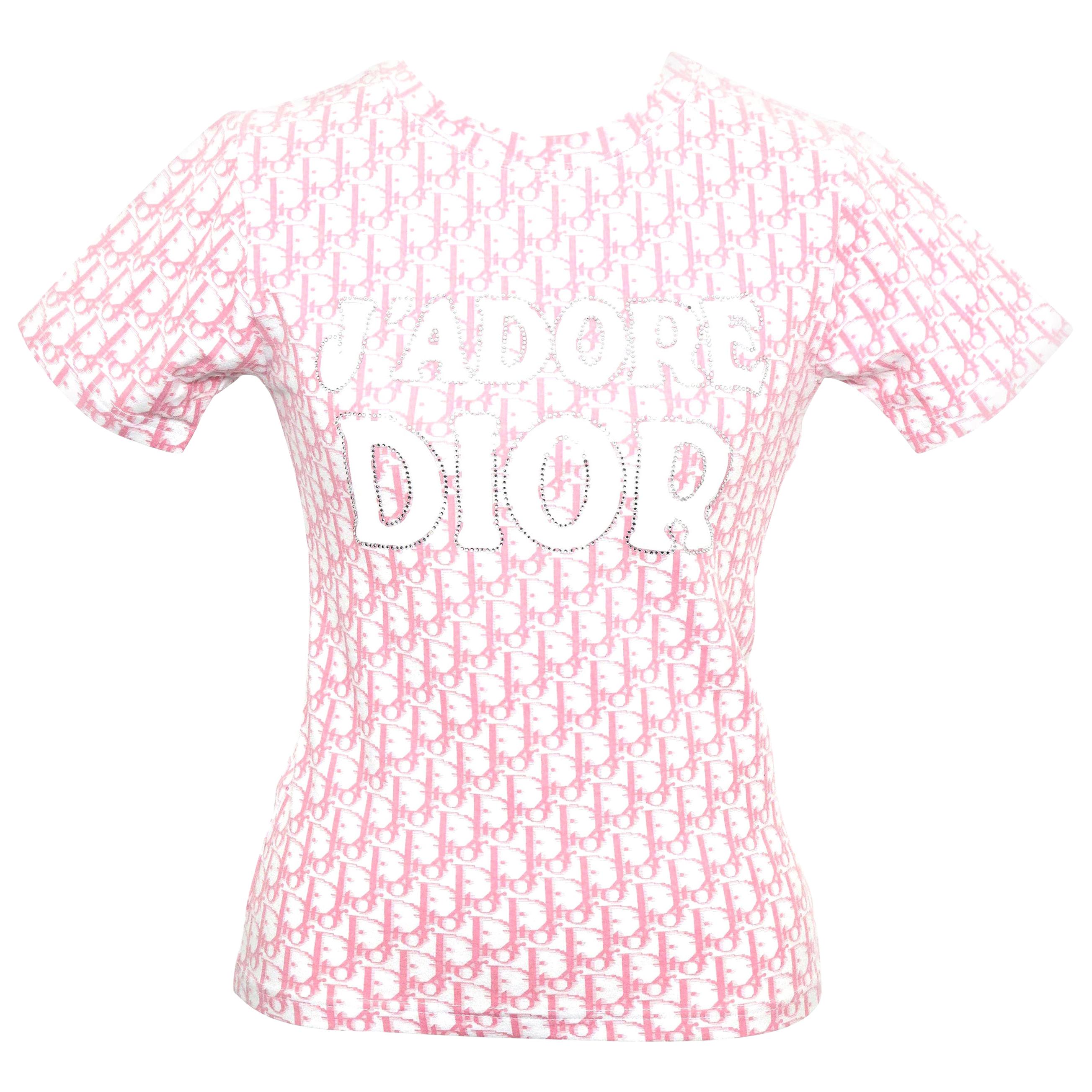 Christian Dior by John Galliano Pink Trotter Logo Shirt For Sale
