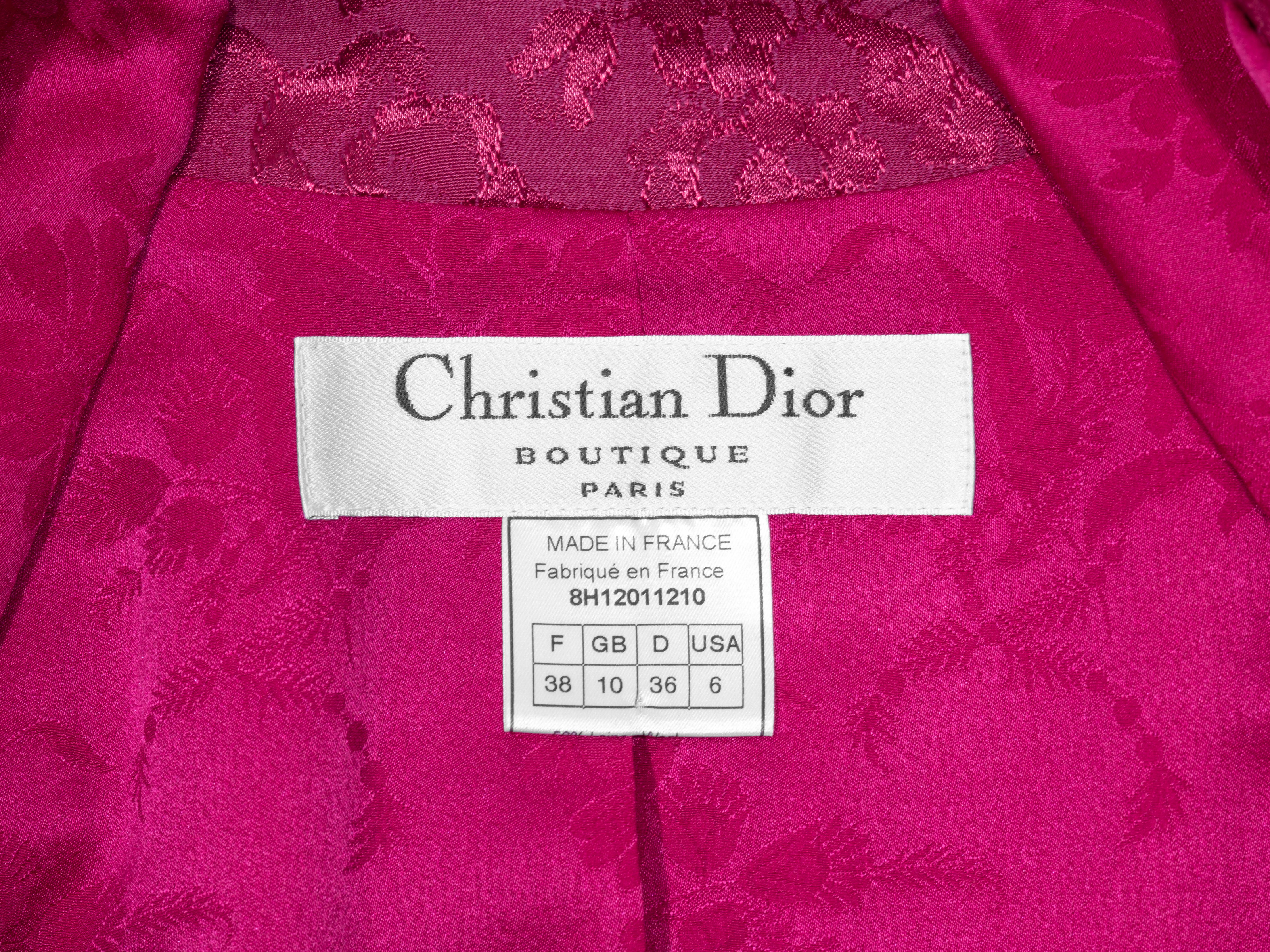 Christian Dior by John Galliano pink wool and yellow lace skirt suit, fw 1998 For Sale 3