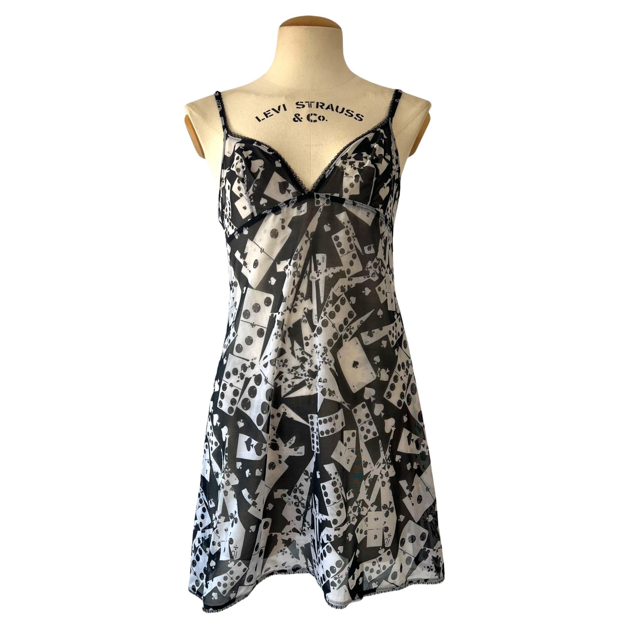 Christian Dior by John Galliano Playing Card & Domino Slip Dress For Sale