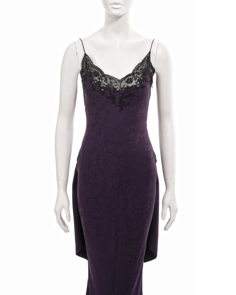black and purple floral christian dior dress Christian Dior Vintage Purple and Black Devore Velvet Floral Dress