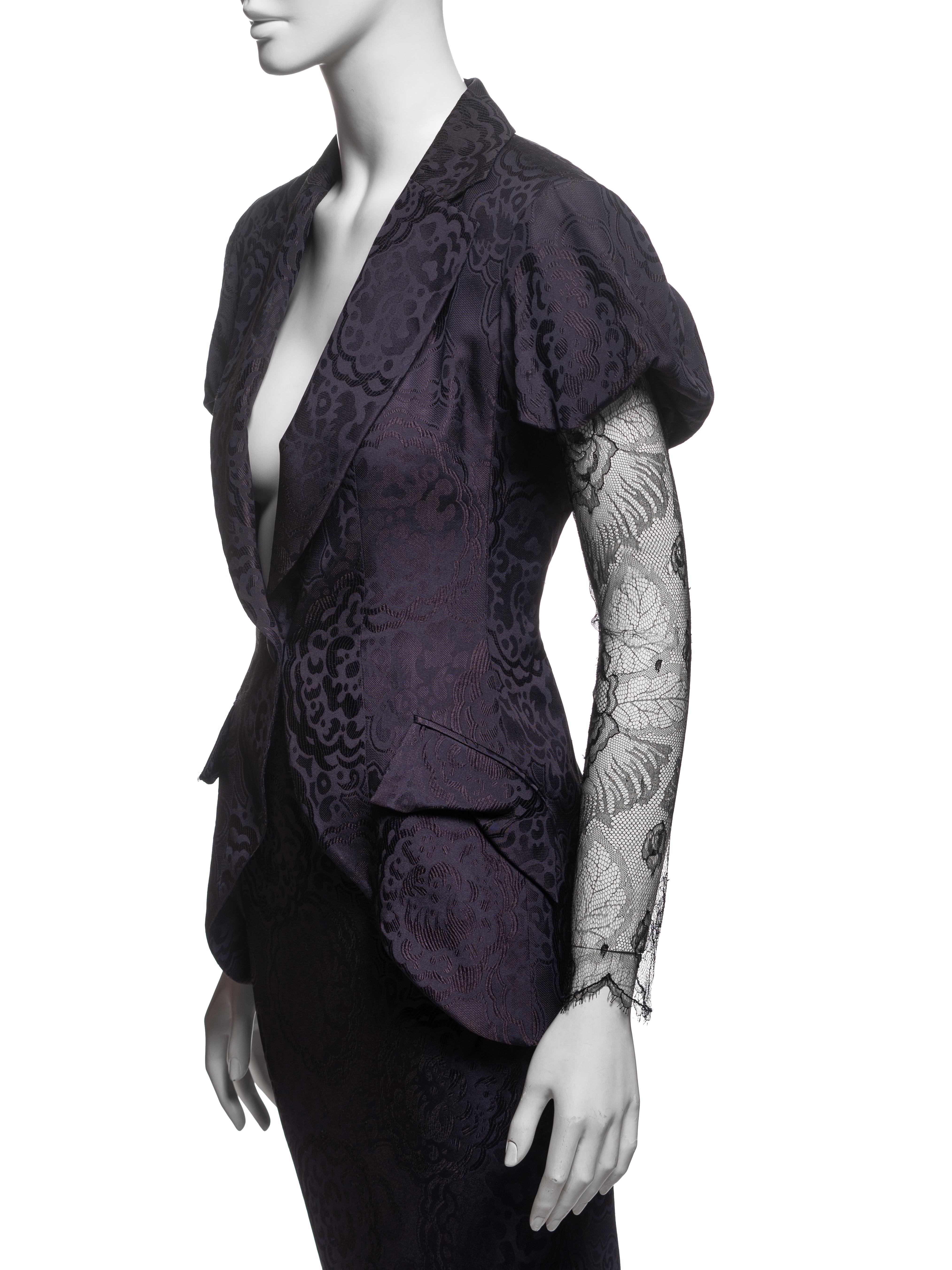 Christian Dior by John Galliano Traje con Falda de Jacquard de Seda Ciruela y Encaje, SS 1999 en venta 9