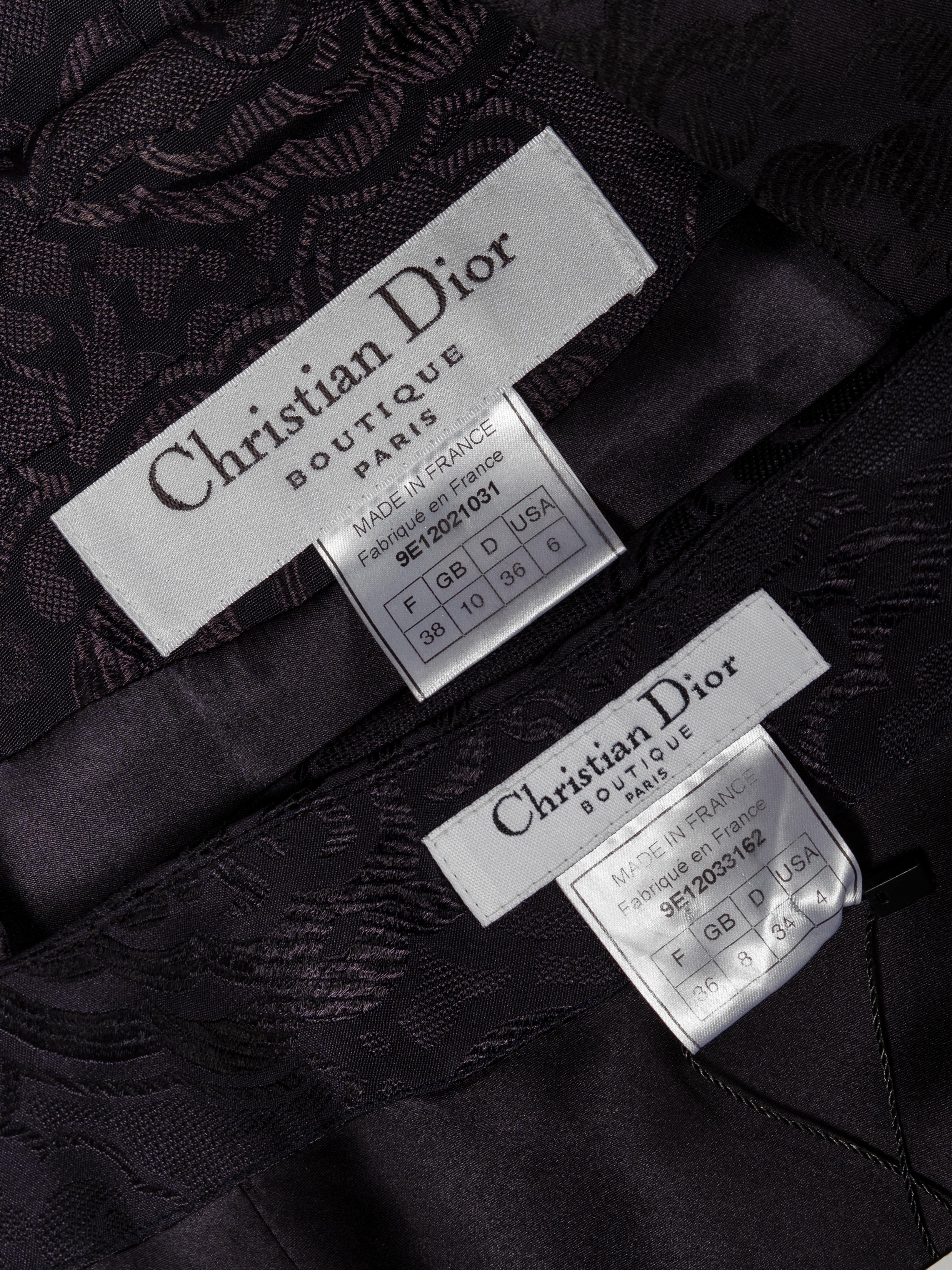 Christian Dior by John Galliano Traje con Falda de Jacquard de Seda Ciruela y Encaje, SS 1999 en venta 10