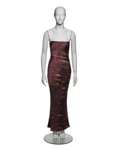 Christian Dior by John Galliano Plum Viscose Silk Devoré Evening Dress, FW 2000