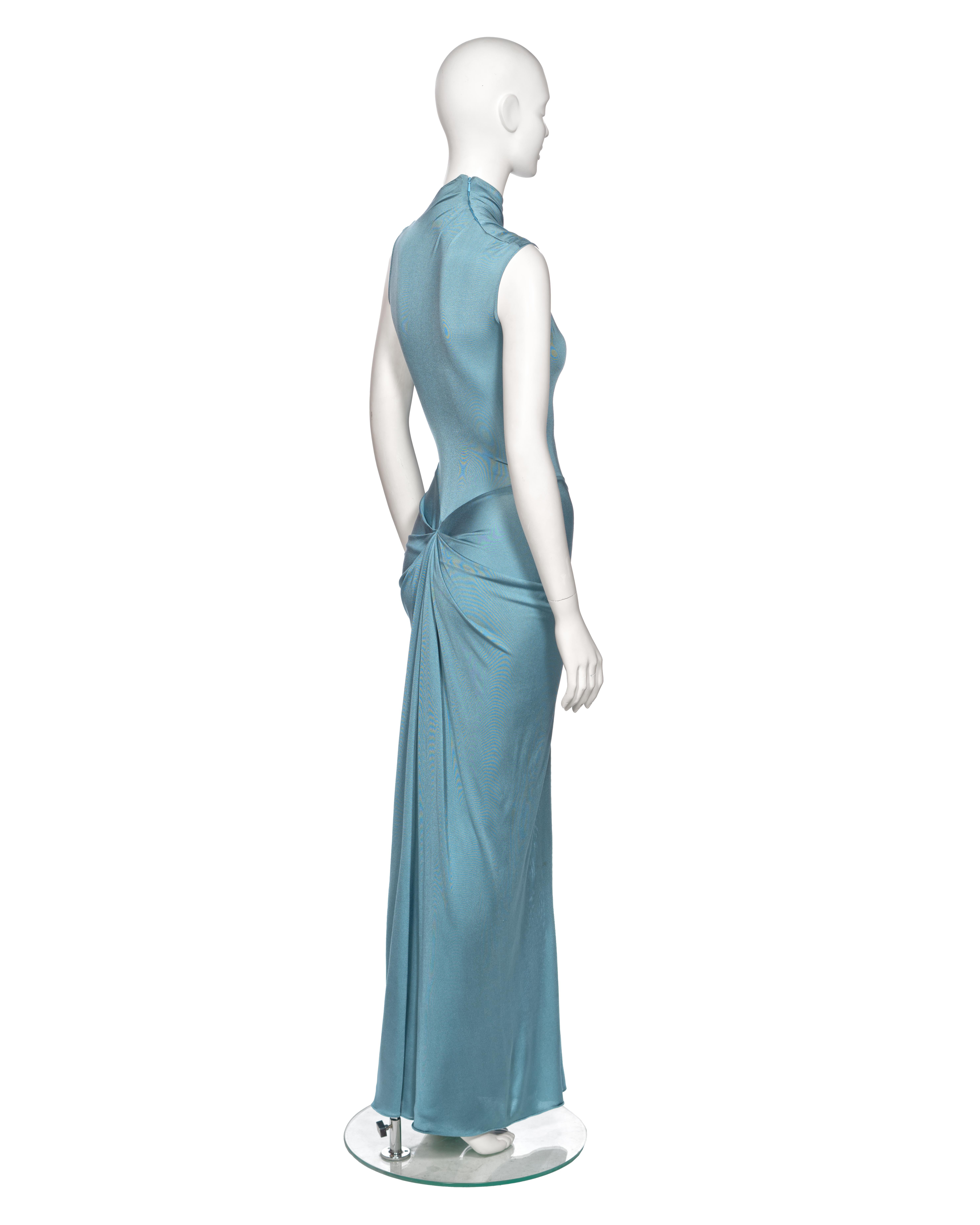 Christian Dior by John Galliano Powder Blue Silk Jersey Evening Dress, ss 2000 For Sale 2