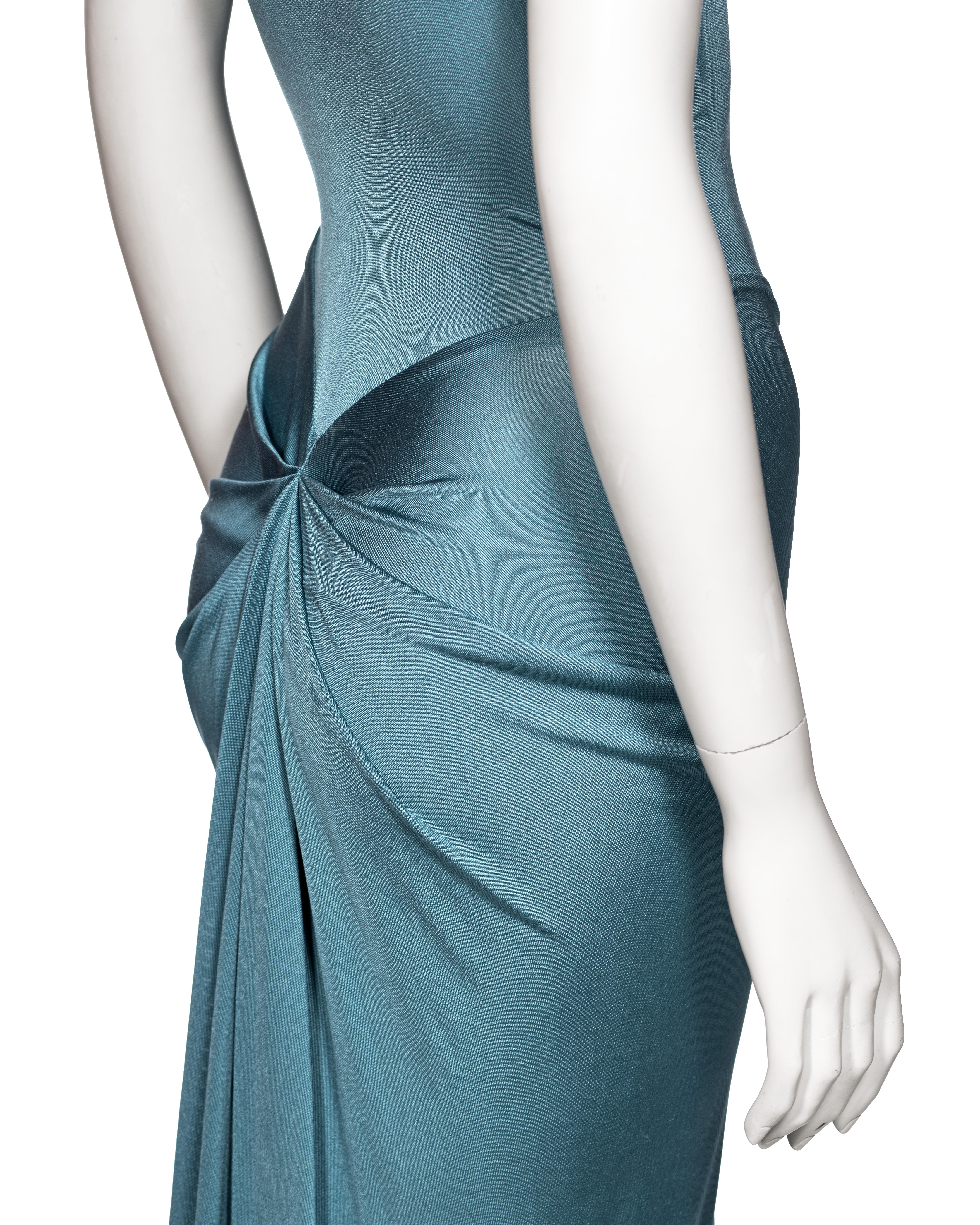 Christian Dior by John Galliano Powder Blue Silk Jersey Evening Dress, ss 2000 For Sale 3