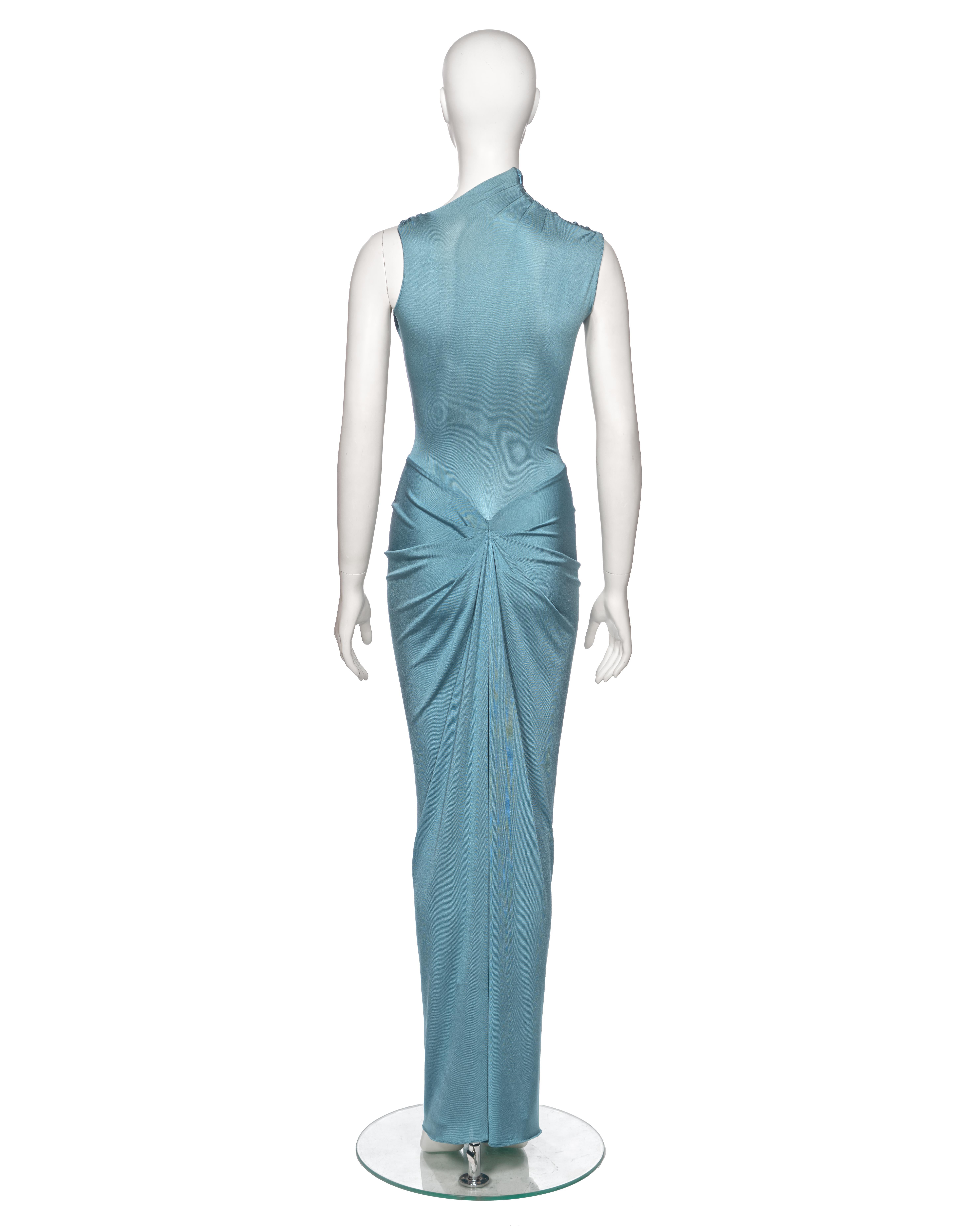 Christian Dior by John Galliano Powder Blue Silk Jersey Evening Dress, ss 2000 For Sale 4